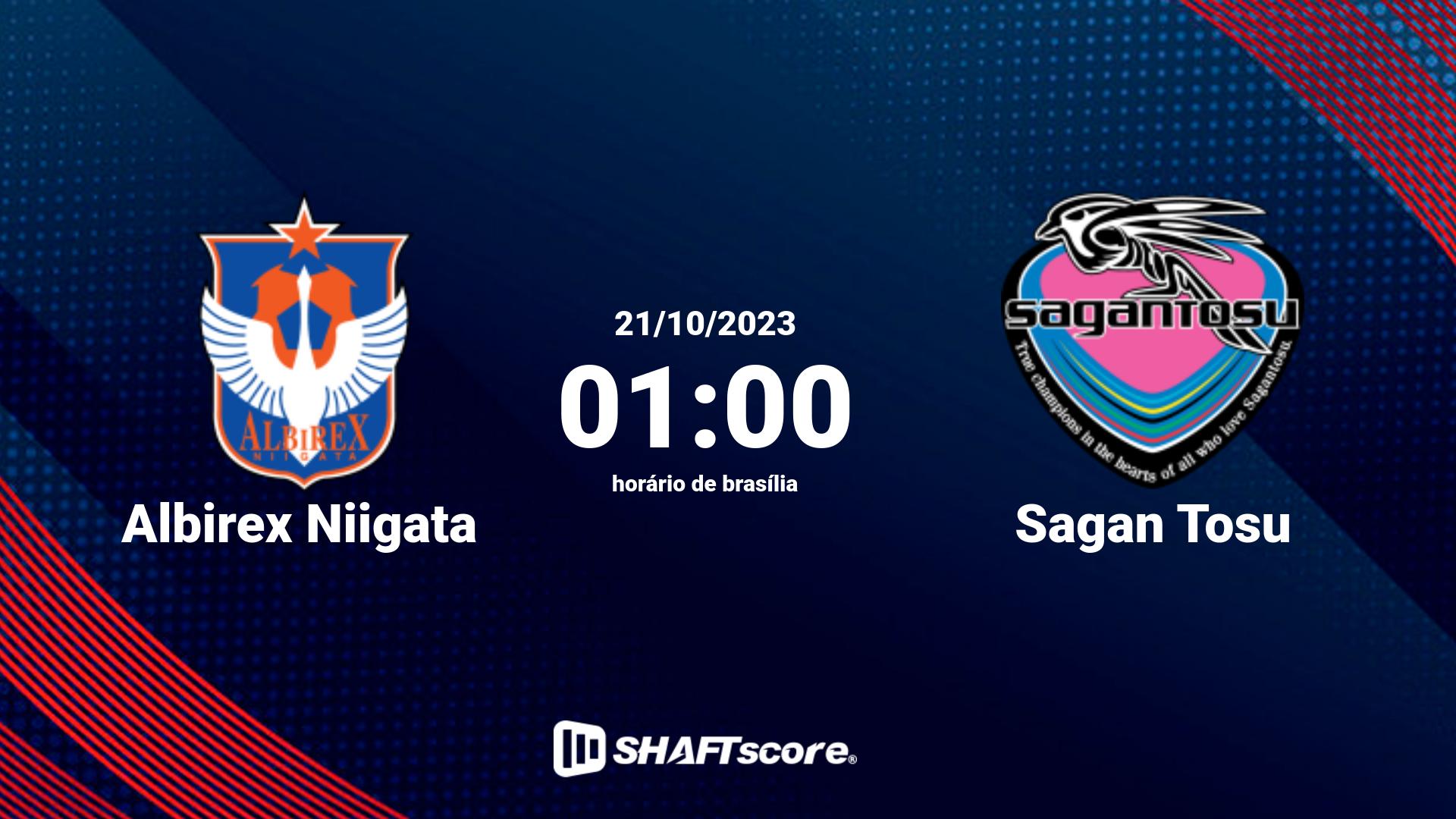 Estatísticas do jogo Albirex Niigata vs Sagan Tosu 21.10 01:00