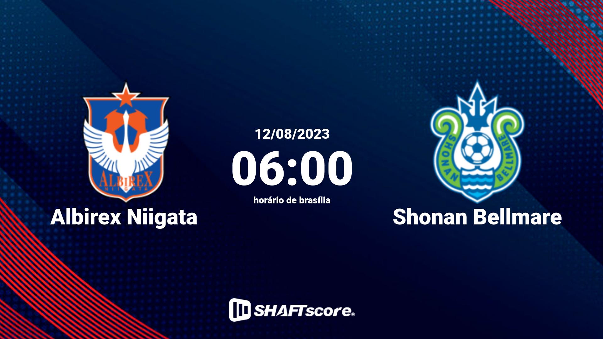 Estatísticas do jogo Albirex Niigata vs Shonan Bellmare 12.08 06:00