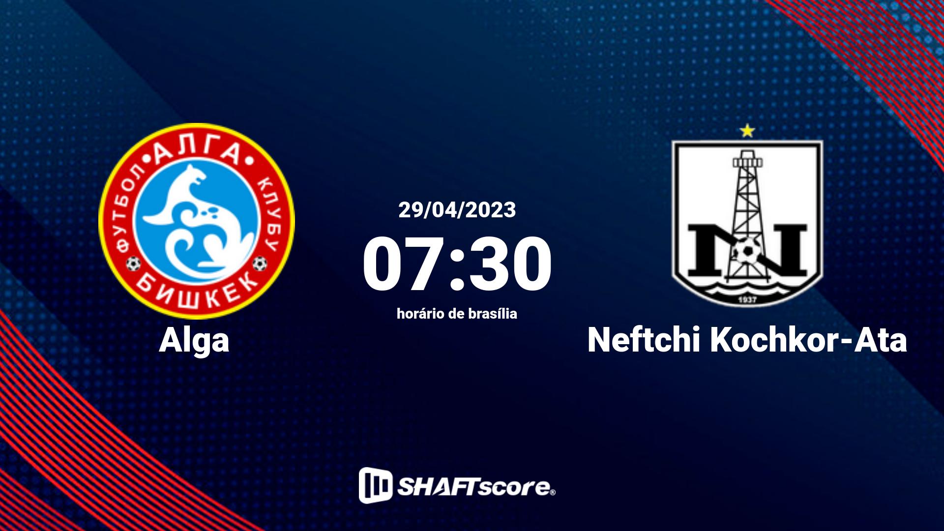 Estatísticas do jogo Alga vs Neftchi Kochkor-Ata 29.04 07:30