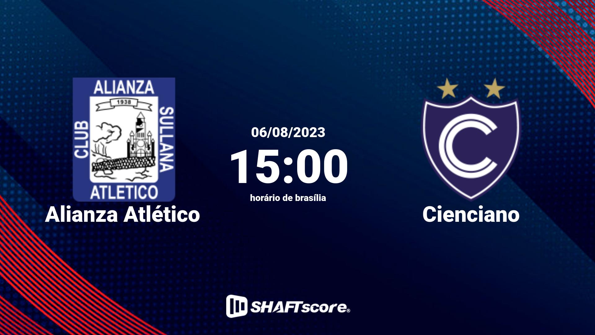 Estatísticas do jogo Alianza Atlético vs Cienciano 06.08 15:00