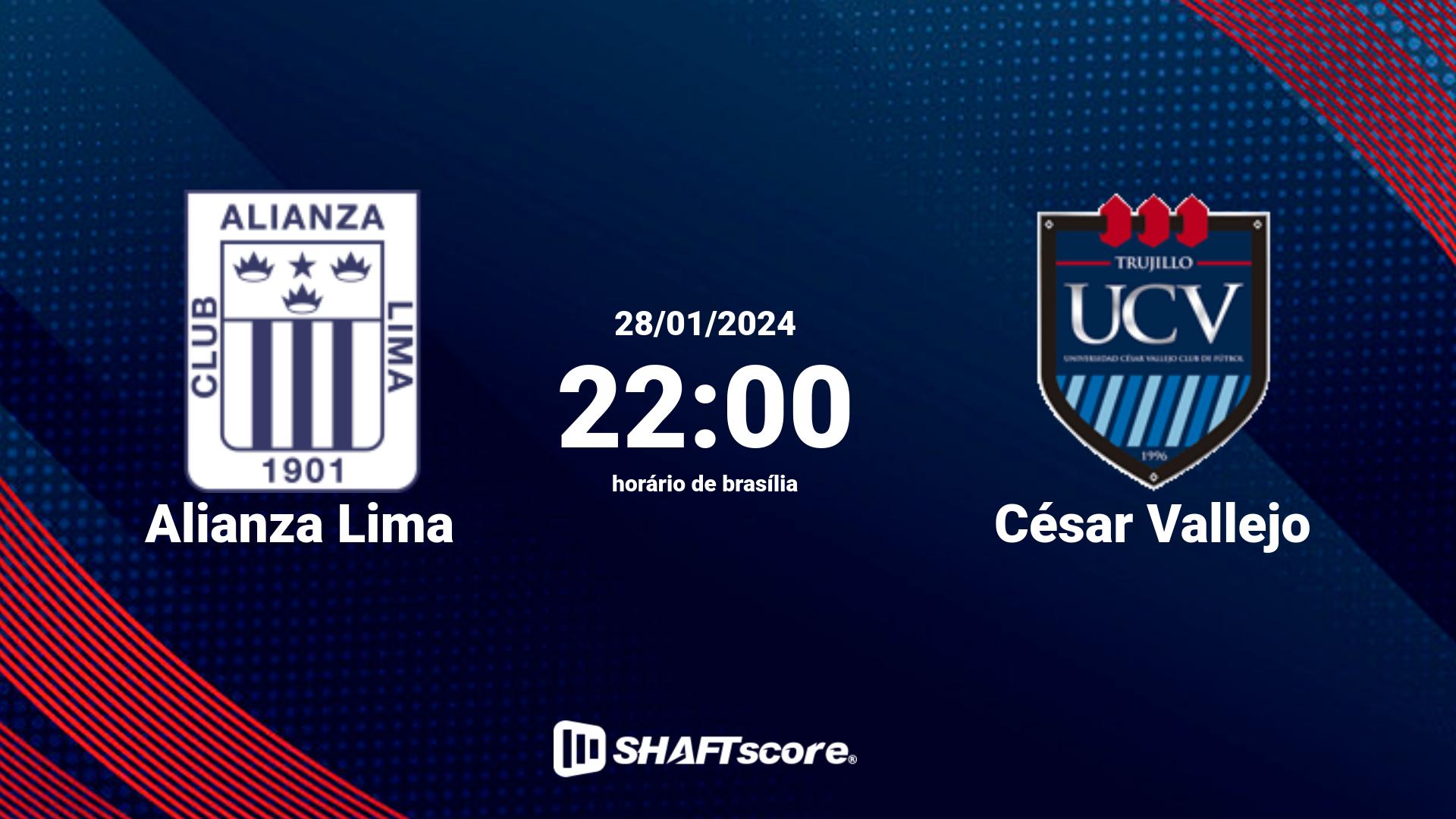 Estatísticas do jogo Alianza Lima vs César Vallejo 28.01 22:00