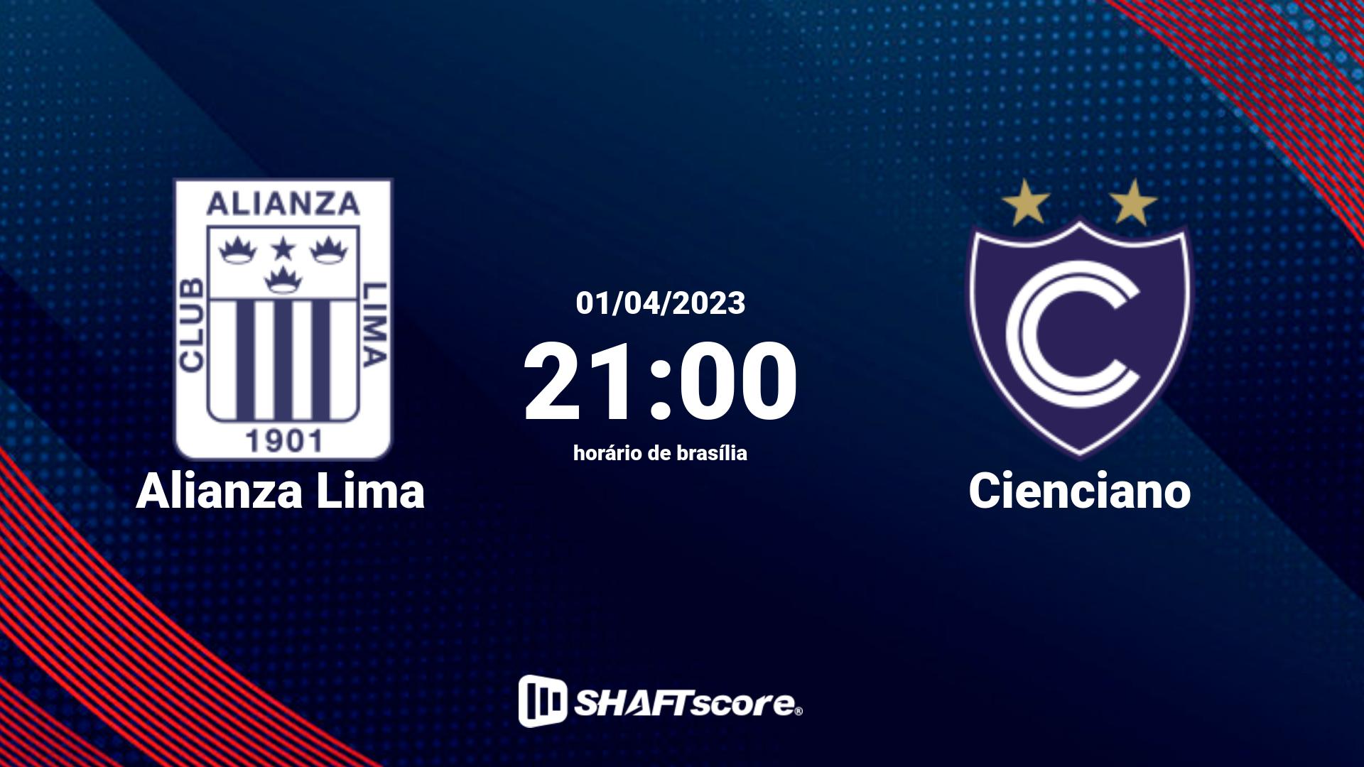 Estatísticas do jogo Alianza Lima vs Cienciano 01.04 21:00