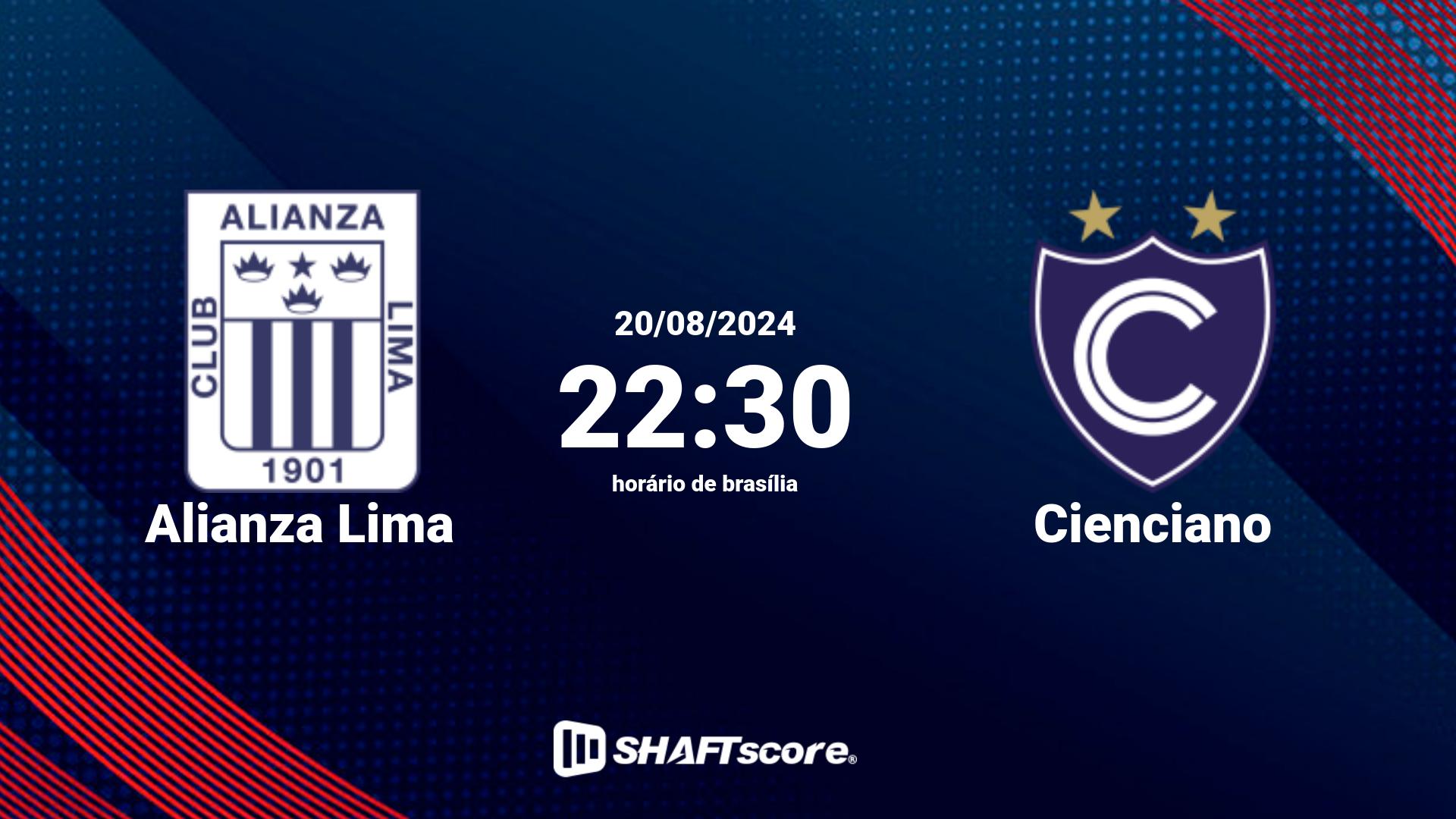 Estatísticas do jogo Alianza Lima vs Cienciano 20.08 22:30