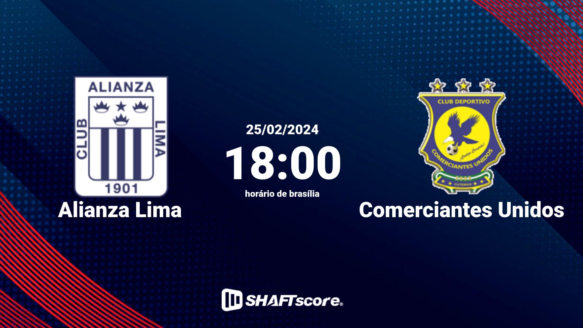 Estatísticas do jogo Alianza Lima vs Comerciantes Unidos 25.02 18:00