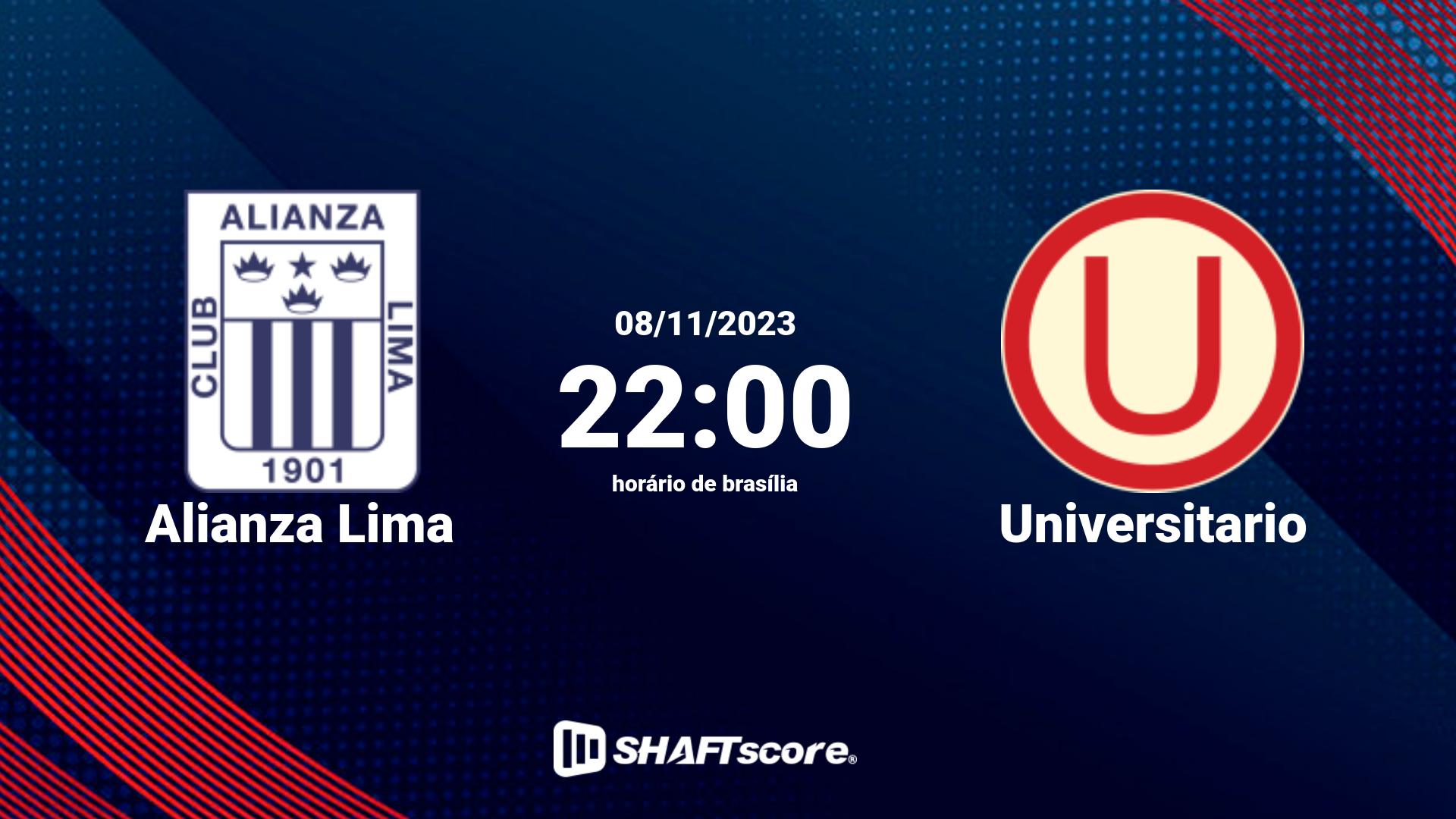 Estatísticas do jogo Alianza Lima vs Universitario 08.11 22:00