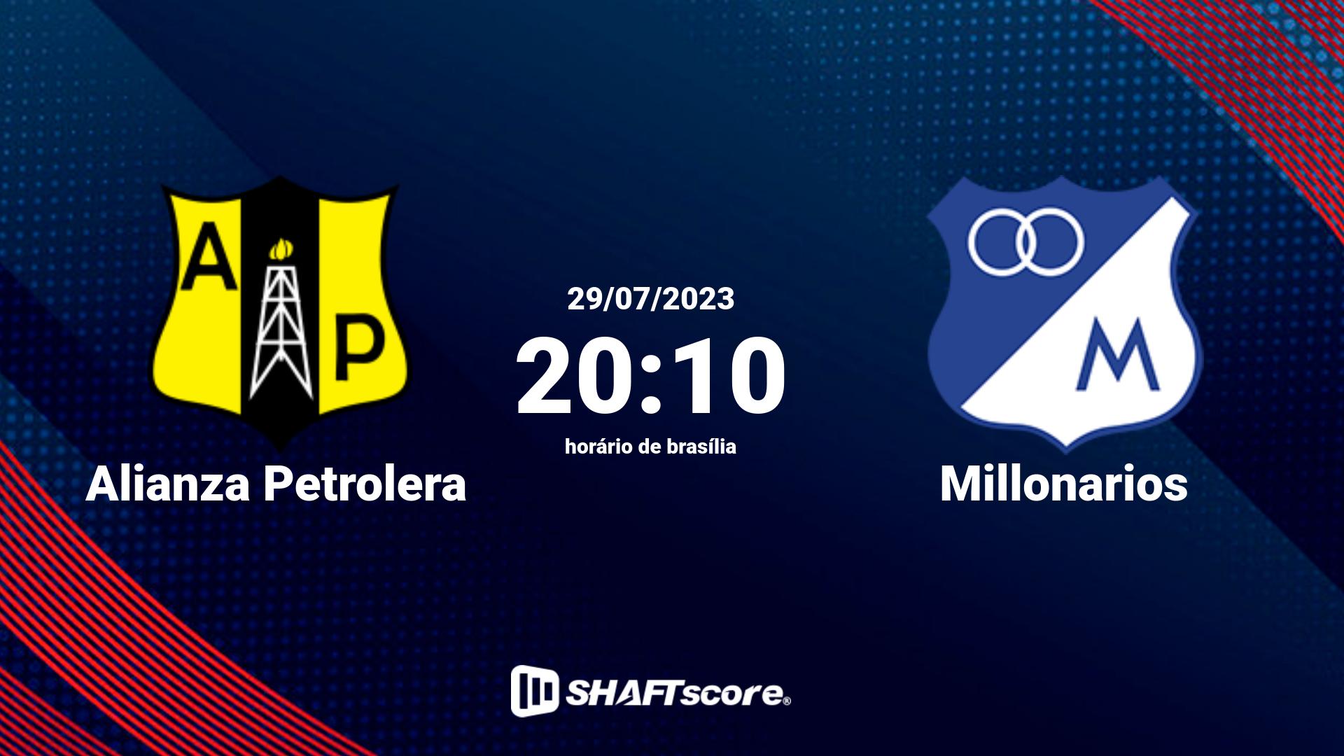 Estatísticas do jogo Alianza Petrolera vs Millonarios 29.07 20:10