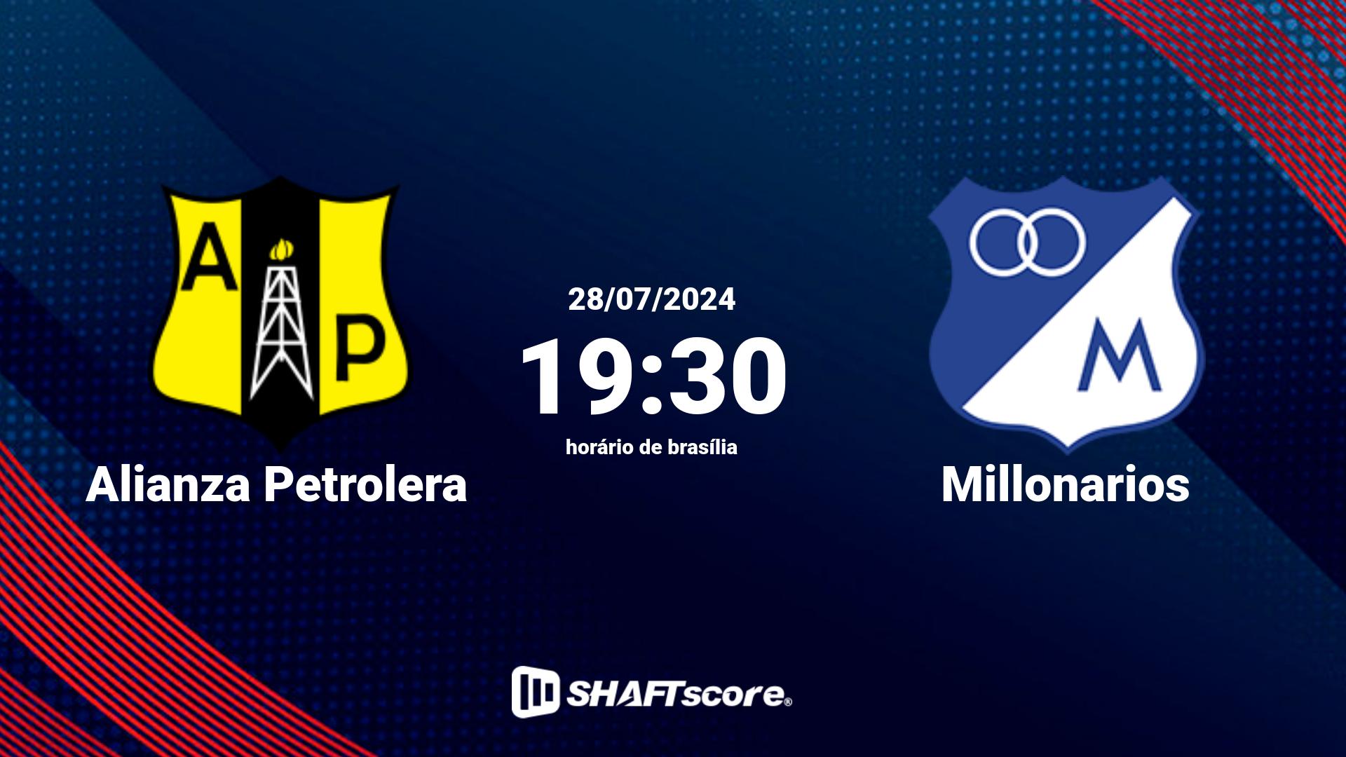 Estatísticas do jogo Alianza Petrolera vs Millonarios 28.07 19:30