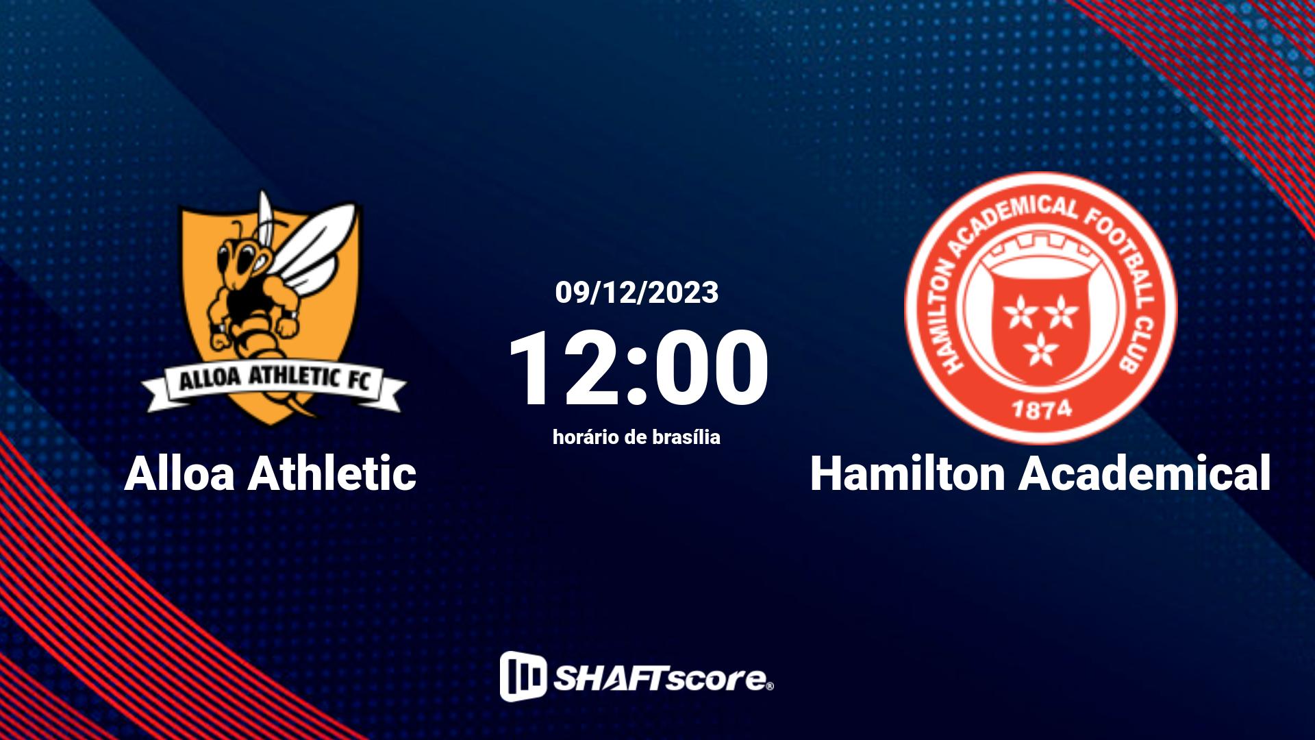 Estatísticas do jogo Alloa Athletic vs Hamilton Academical 09.12 12:00