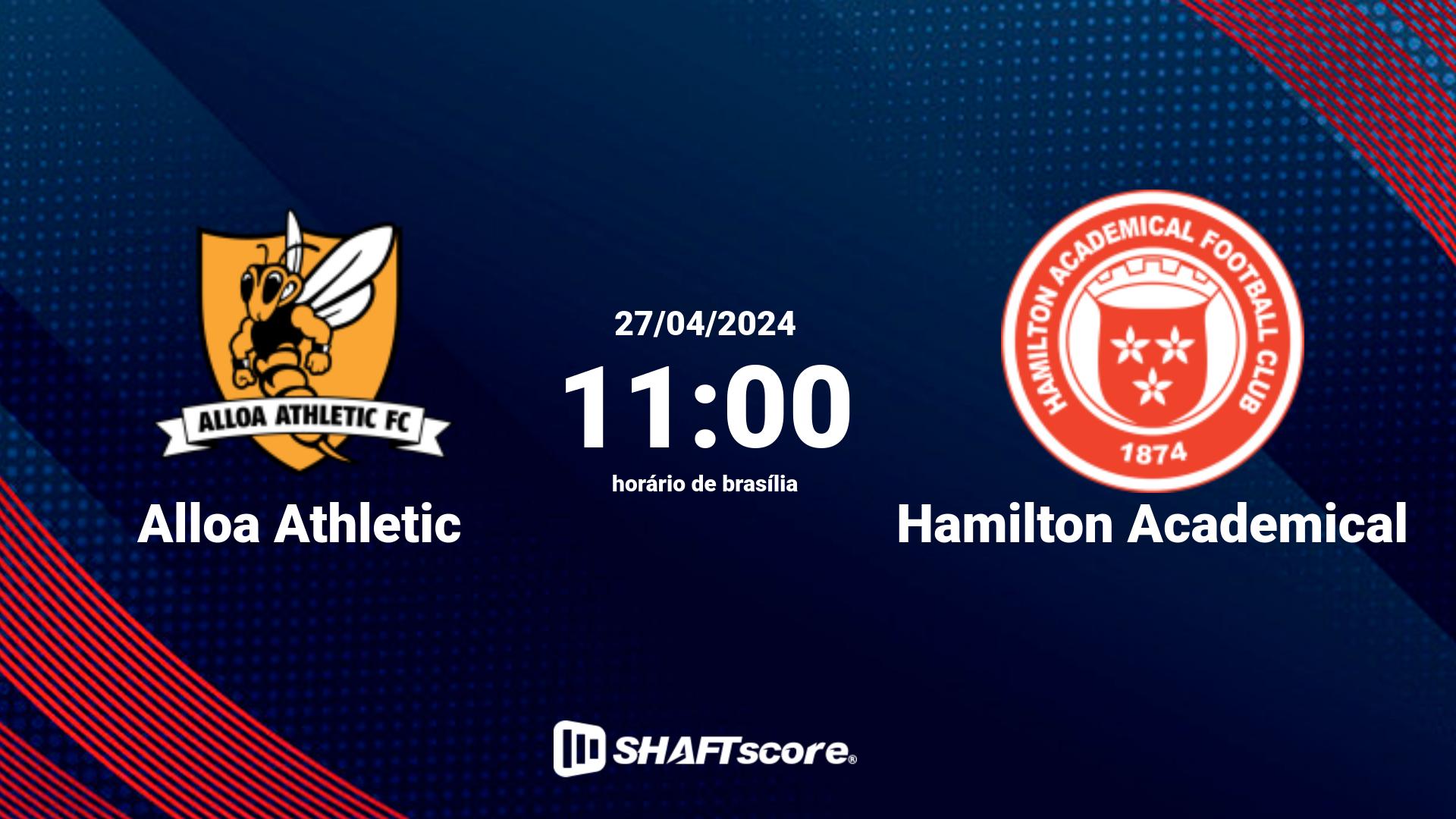 Estatísticas do jogo Alloa Athletic vs Hamilton Academical 27.04 11:00