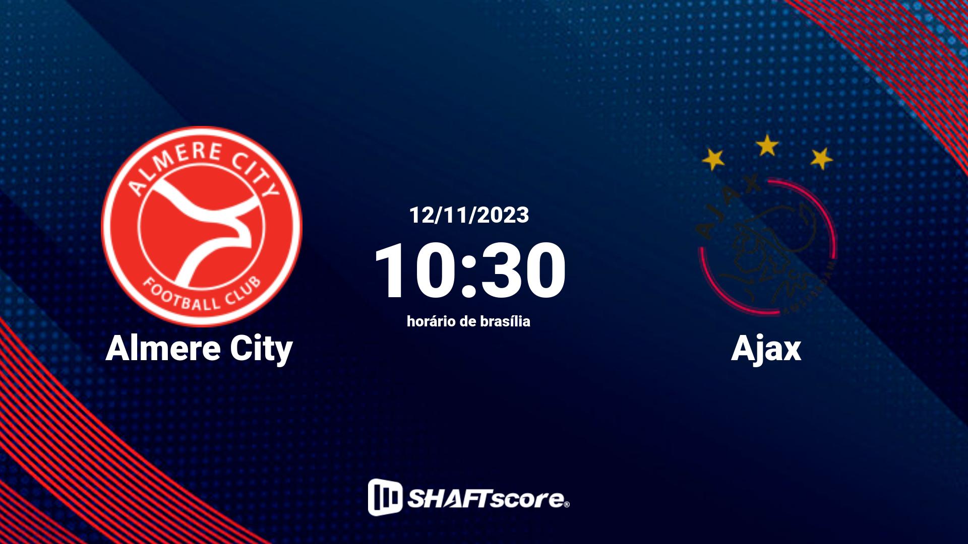 Estatísticas do jogo Almere City vs Ajax 12.11 10:30