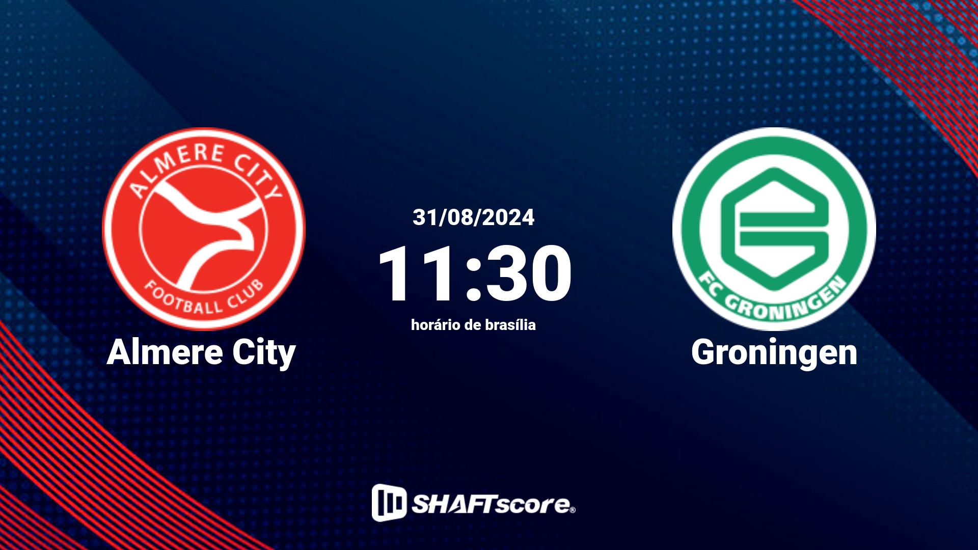 Estatísticas do jogo Almere City vs Groningen 31.08 11:30