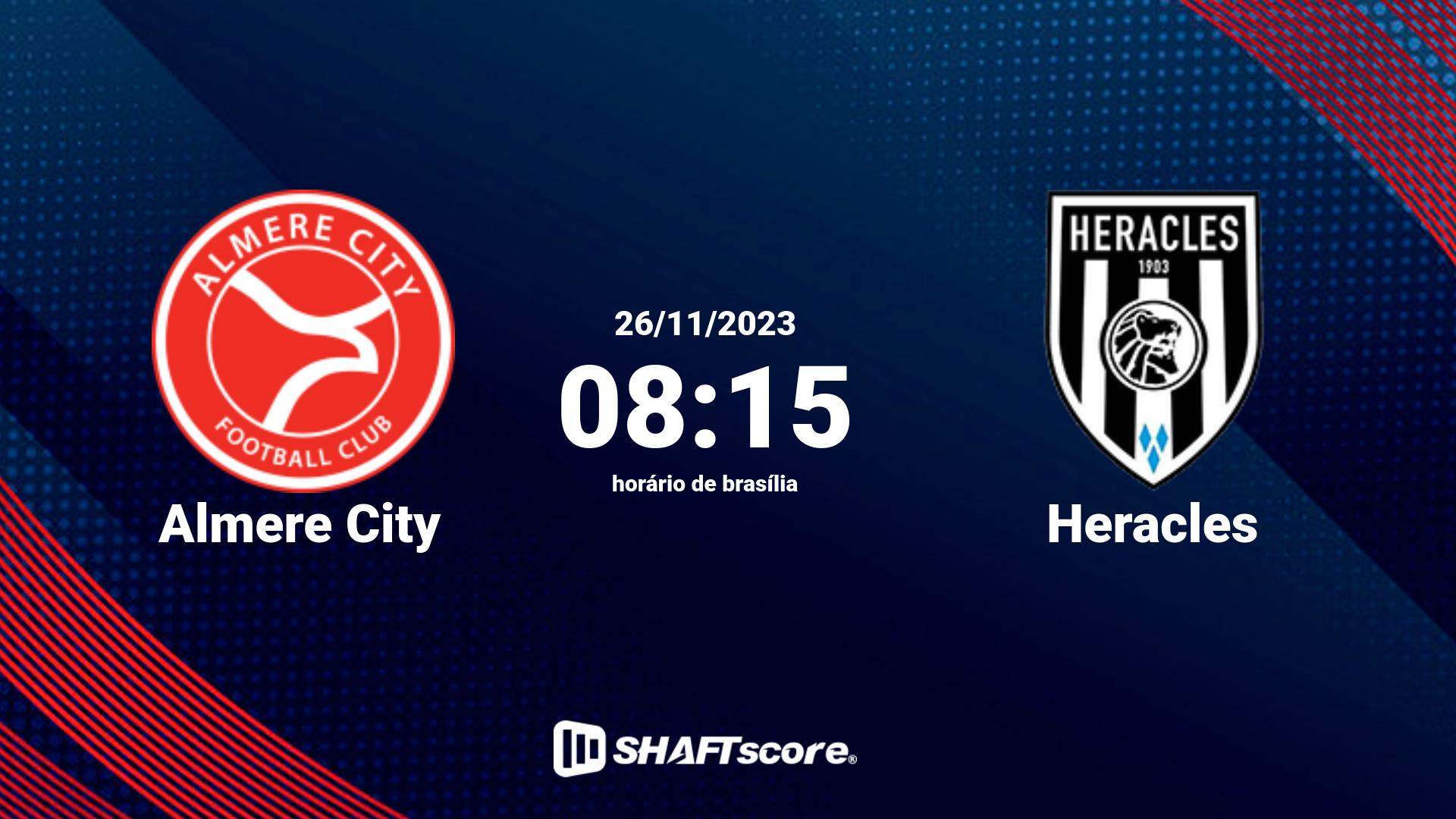 Estatísticas do jogo Almere City vs Heracles 26.11 08:15