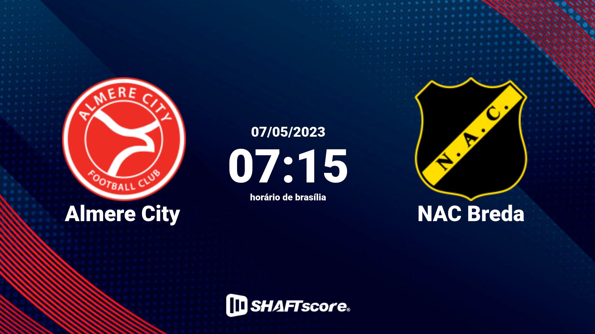 Estatísticas do jogo Almere City vs NAC Breda 07.05 07:15