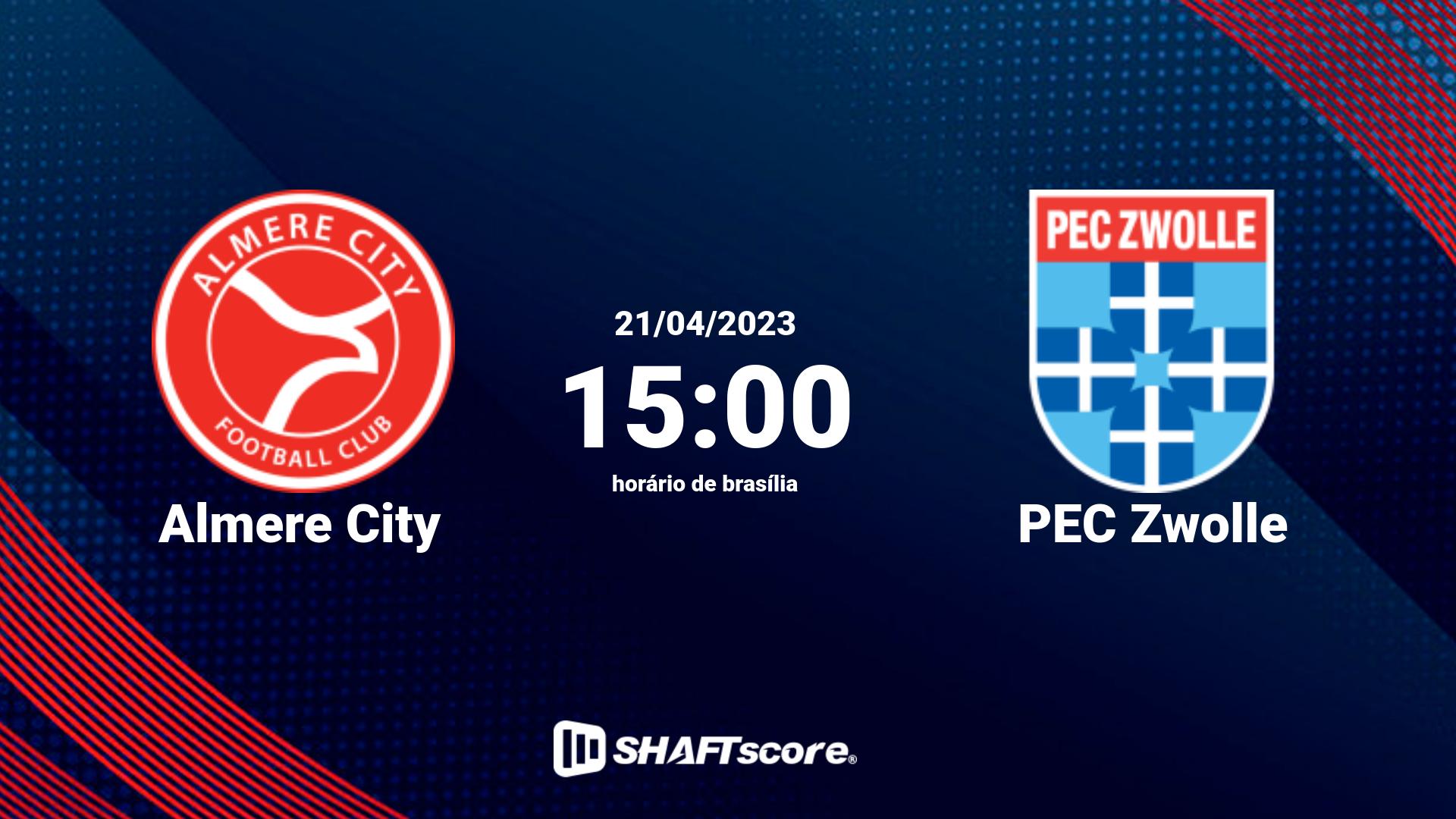 Estatísticas do jogo Almere City vs PEC Zwolle 21.04 15:00