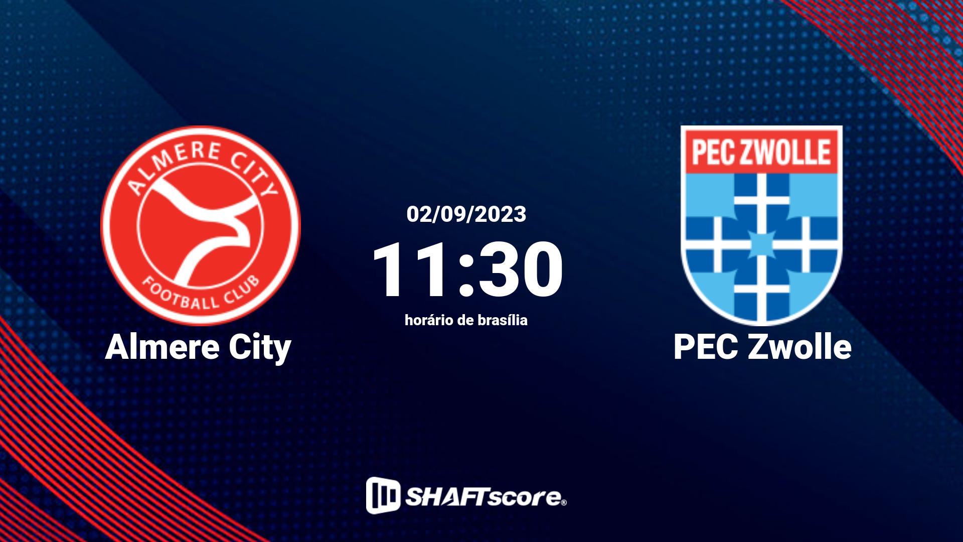 Estatísticas do jogo Almere City vs PEC Zwolle 02.09 11:30