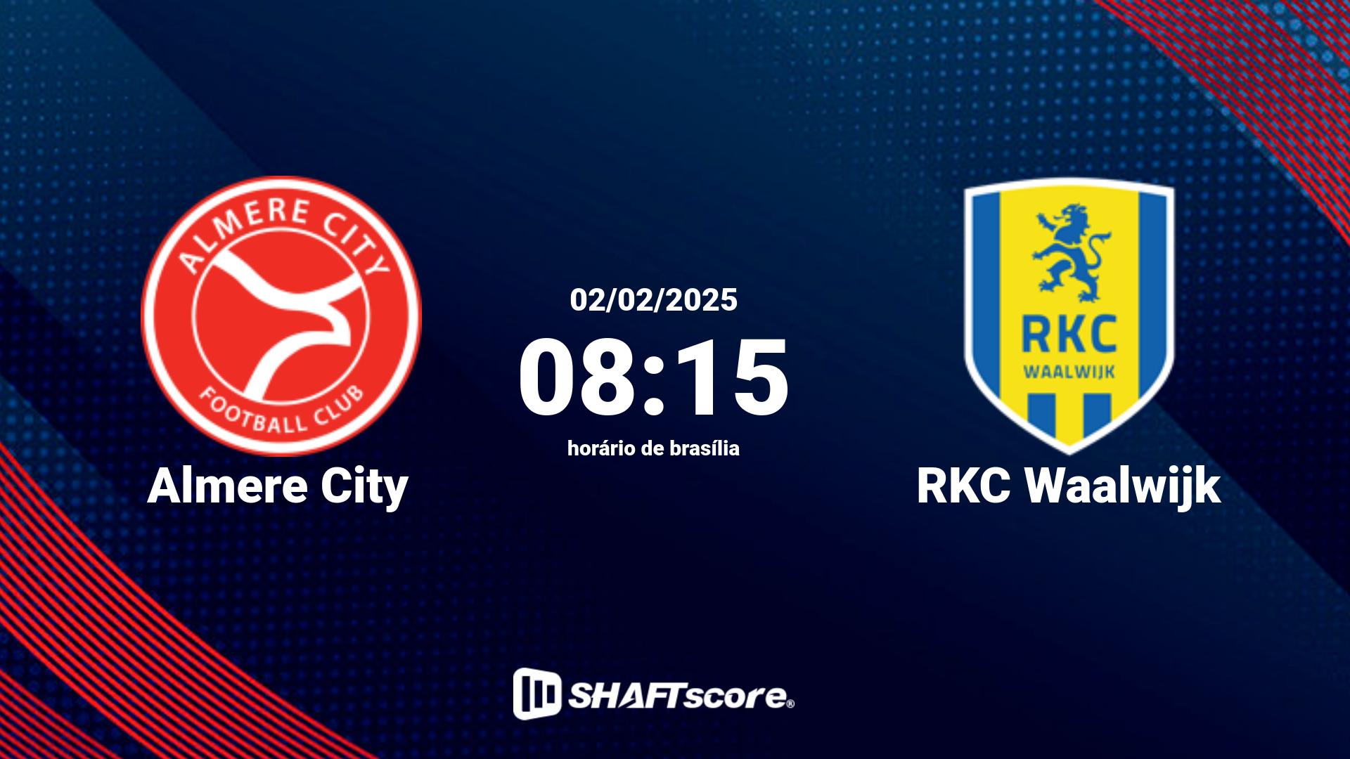 Estatísticas do jogo Almere City vs RKC Waalwijk 02.02 08:15