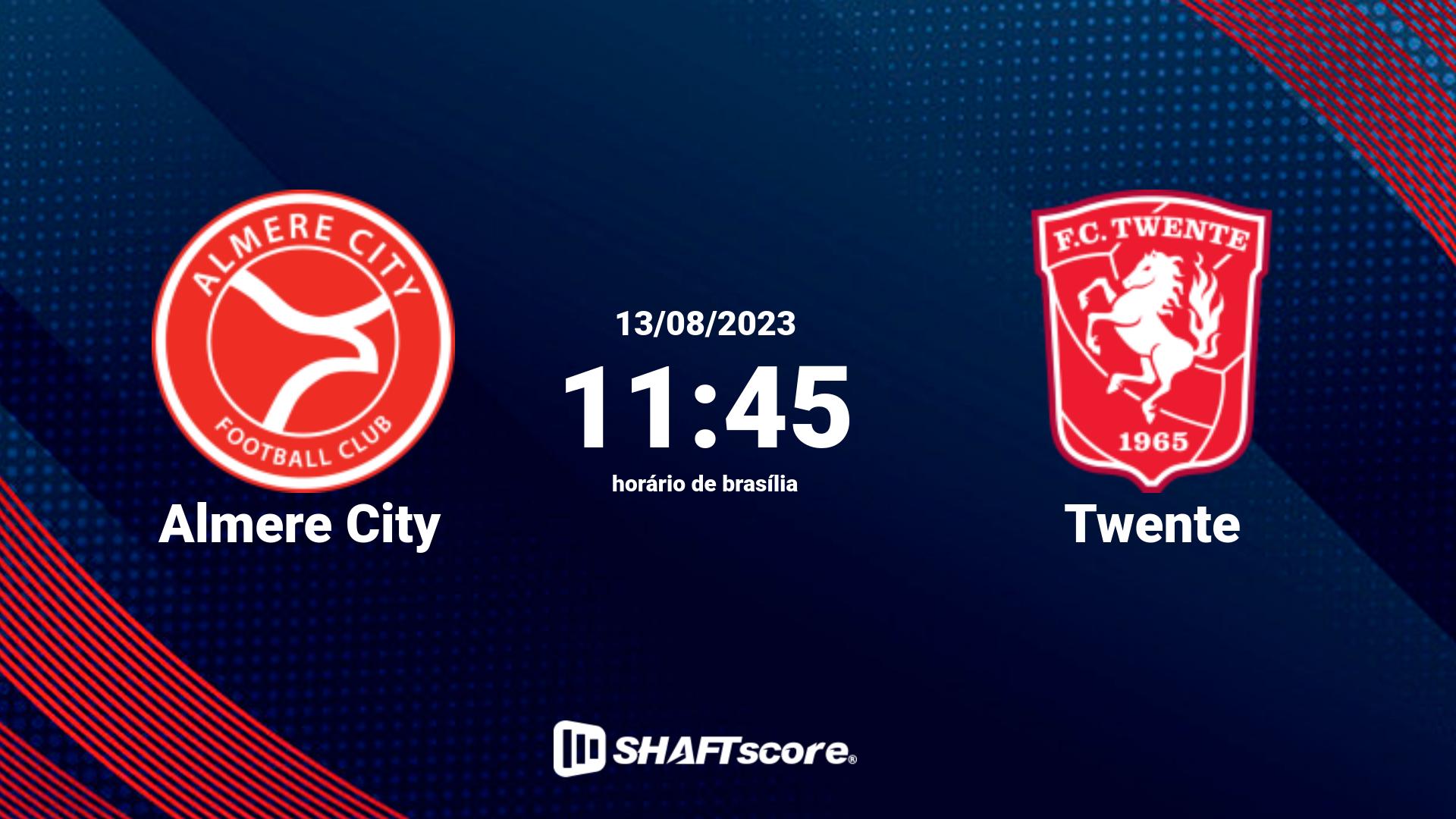 Estatísticas do jogo Almere City vs Twente 13.08 11:45