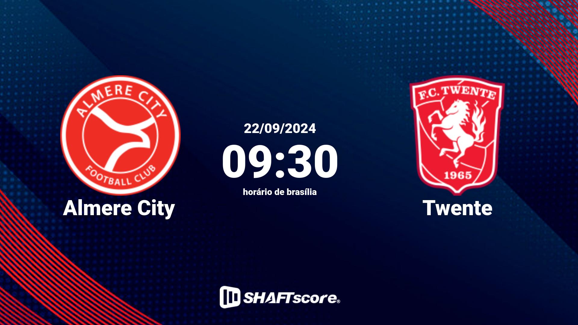 Estatísticas do jogo Almere City vs Twente 22.09 09:30