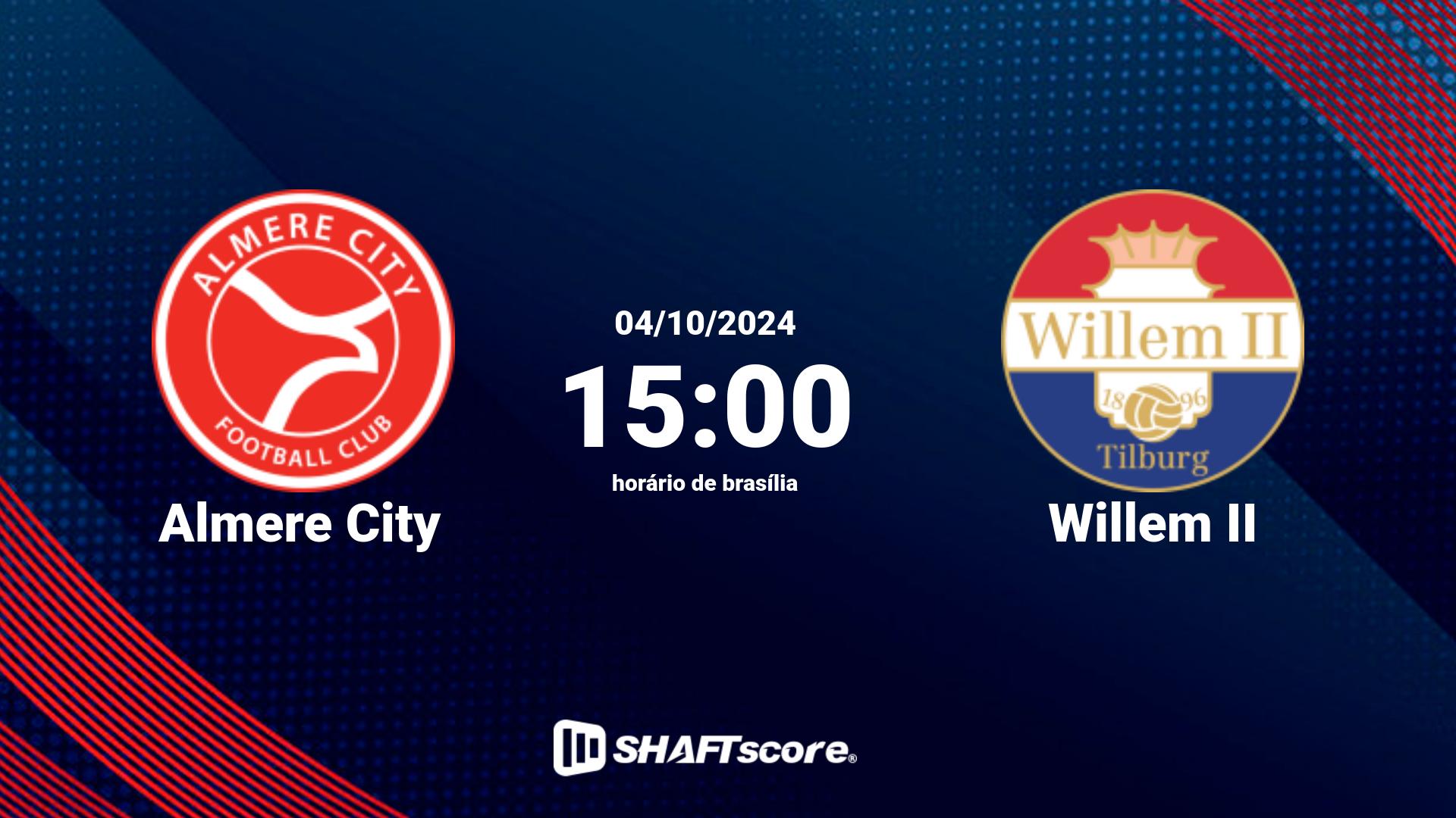 Estatísticas do jogo Almere City vs Willem II 04.10 15:00