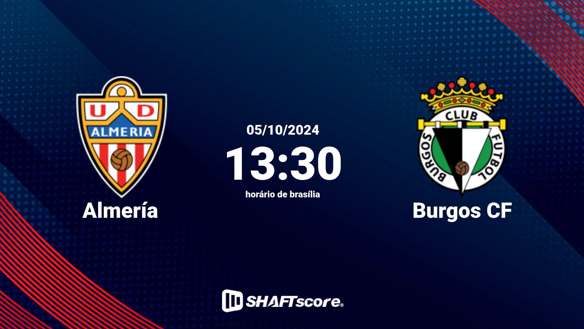 Estatísticas do jogo Almería vs Burgos CF 05.10 13:30