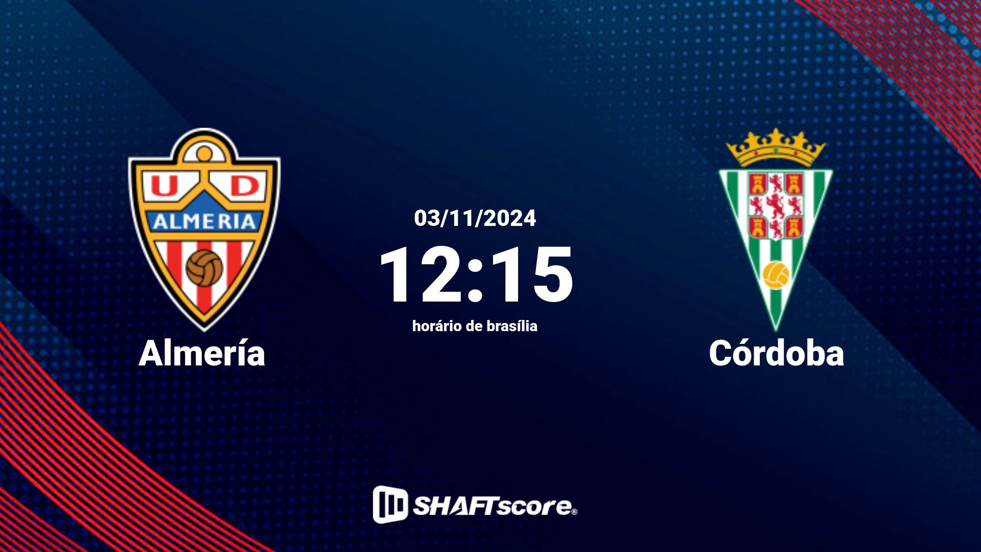 Estatísticas do jogo Almería vs Córdoba 03.11 12:15