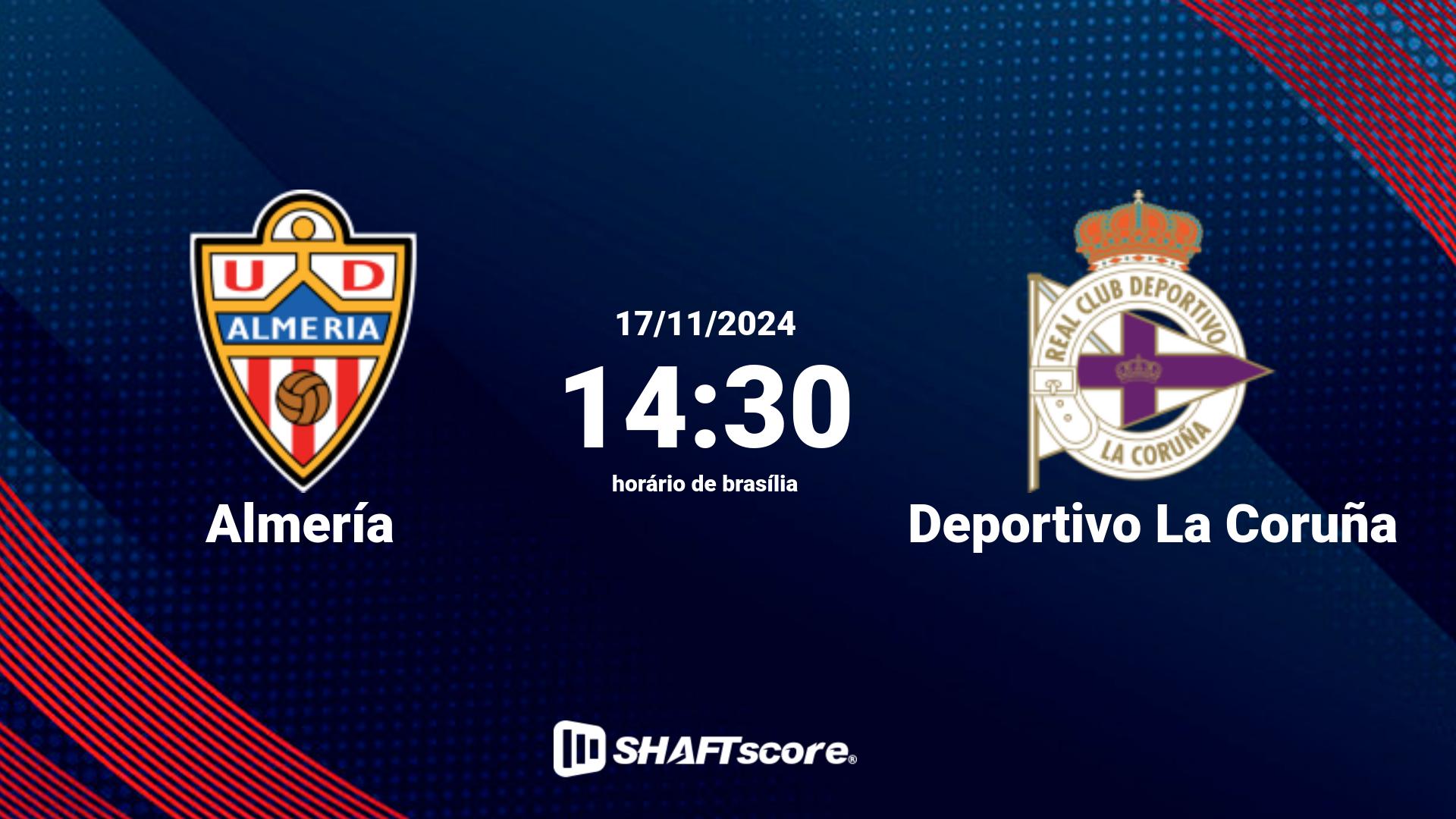 Estatísticas do jogo Almería vs Deportivo La Coruña 17.11 14:30