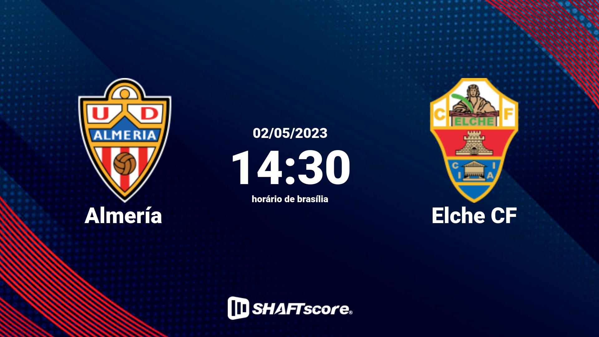 Estatísticas do jogo Almería vs Elche CF 02.05 14:30