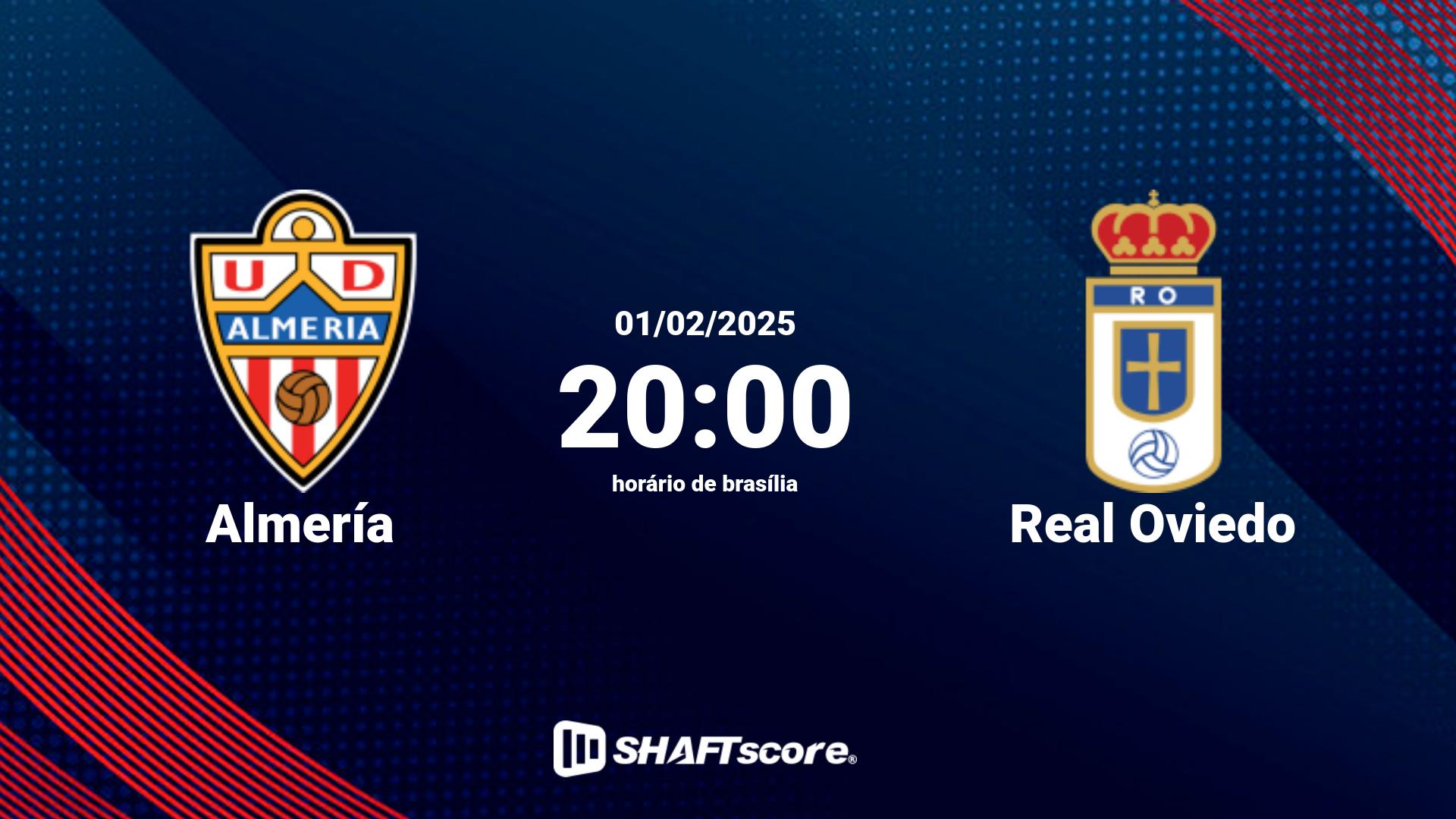 Estatísticas do jogo Almería vs Real Oviedo 01.02 20:00