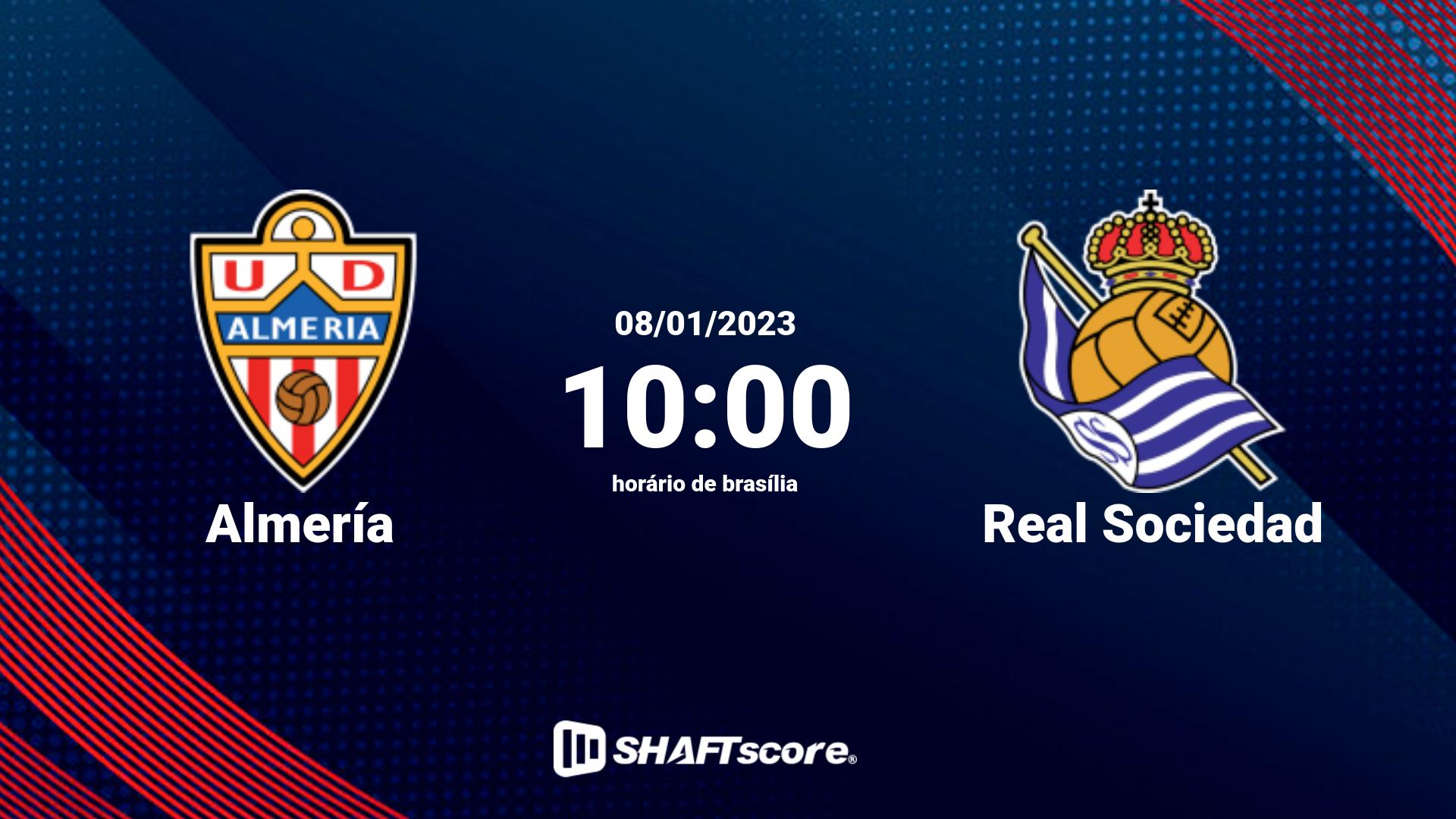 Estatísticas do jogo Almería vs Real Sociedad 08.01 10:00