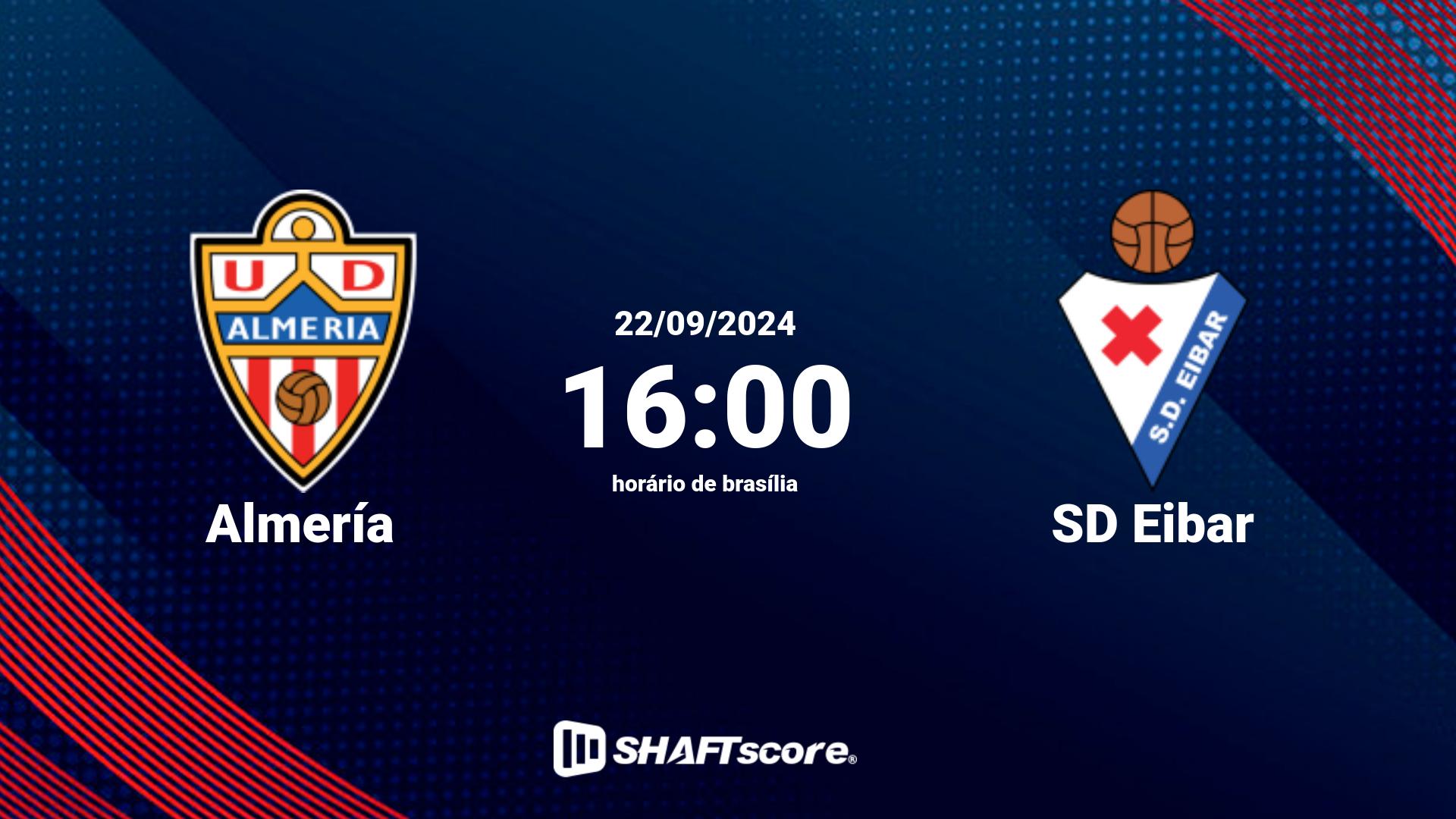 Estatísticas do jogo Almería vs SD Eibar 22.09 16:00