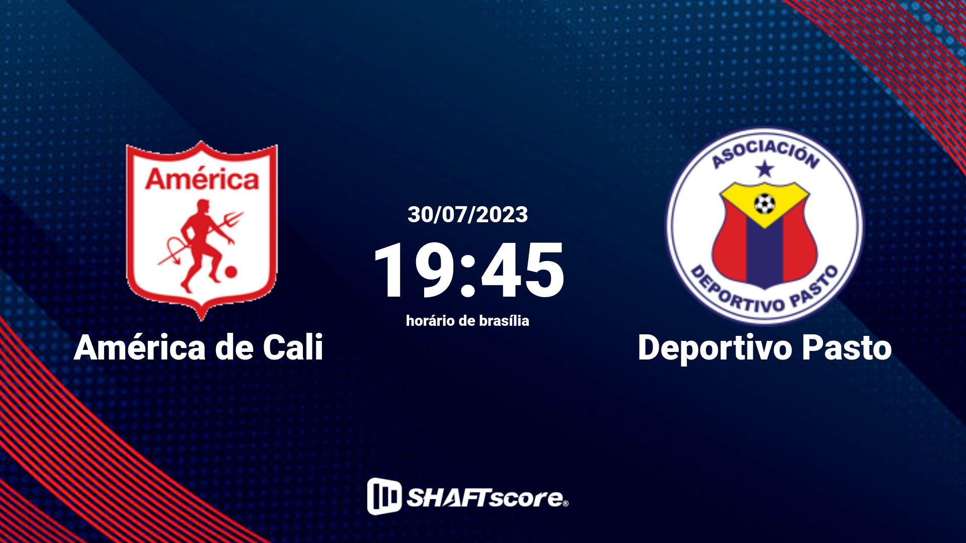 Estatísticas do jogo América de Cali vs Deportivo Pasto 30.07 19:45