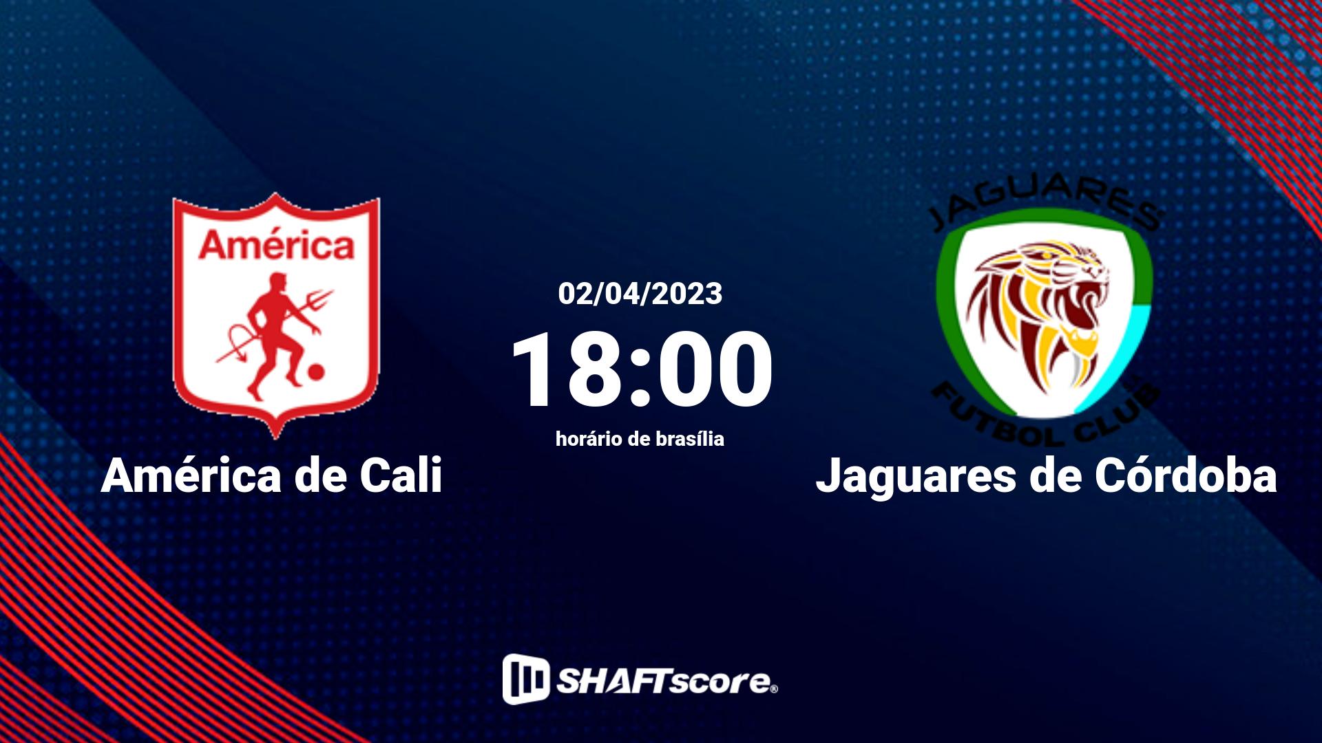 Estatísticas do jogo América de Cali vs Jaguares de Córdoba 02.04 18:00