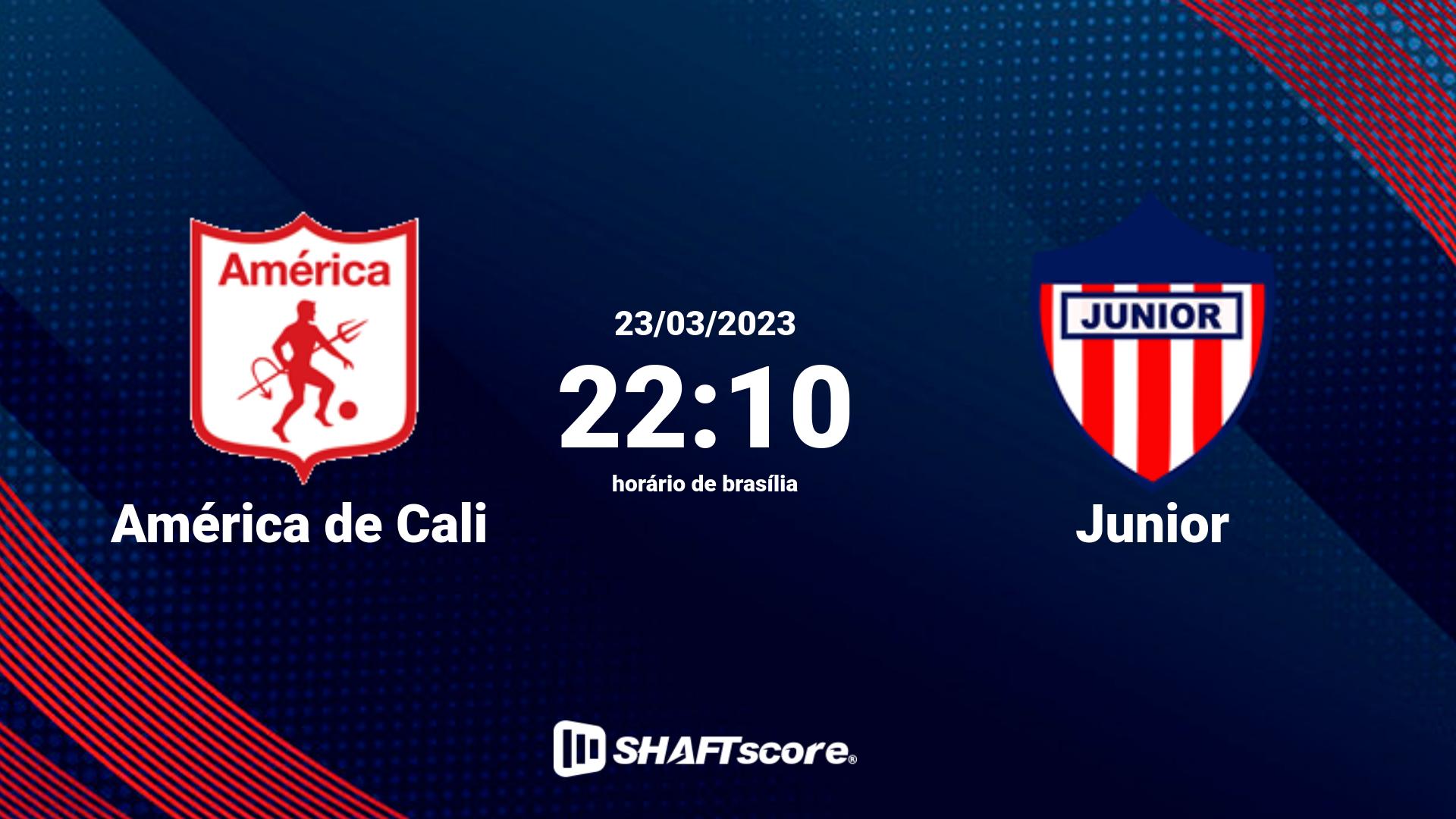 Estatísticas do jogo América de Cali vs Junior 23.03 22:10