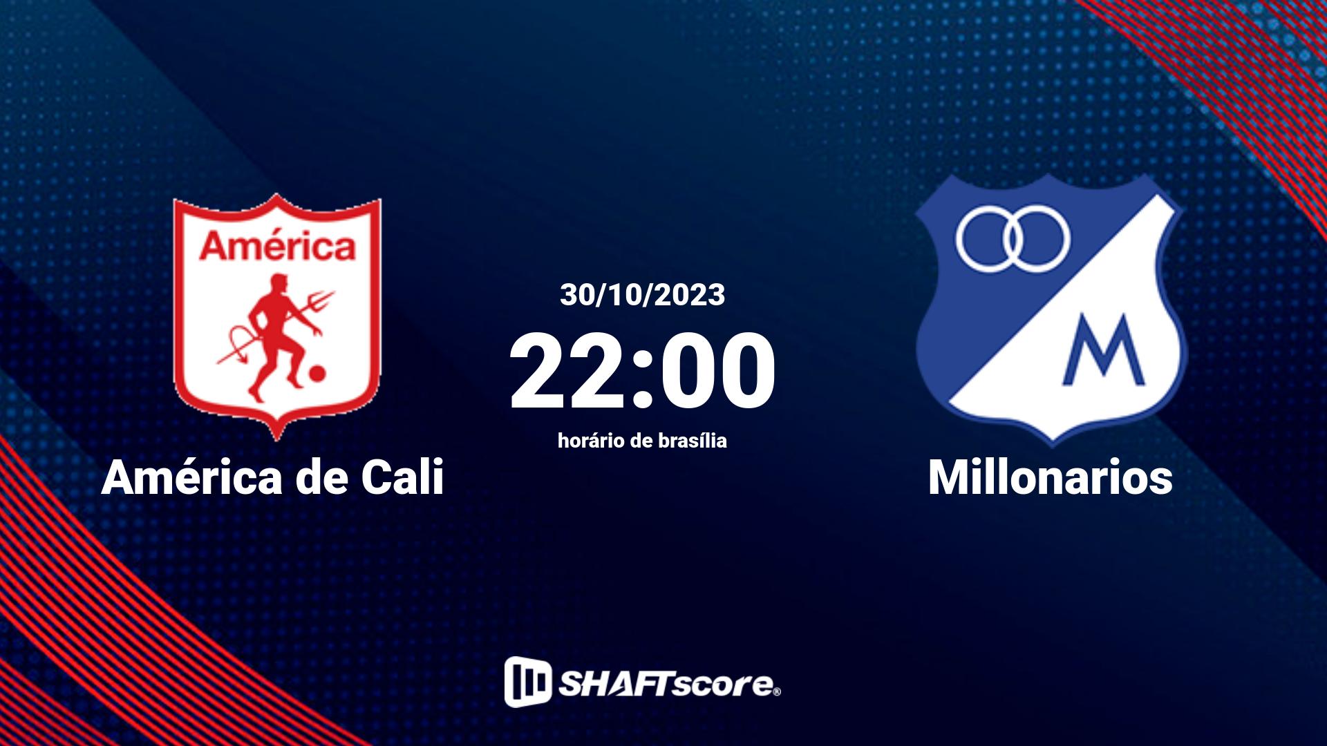 Estatísticas do jogo América de Cali vs Millonarios 30.10 22:00