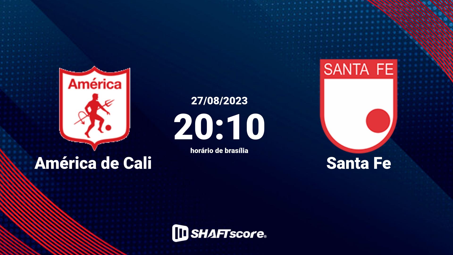 Estatísticas do jogo América de Cali vs Santa Fe 27.08 20:10