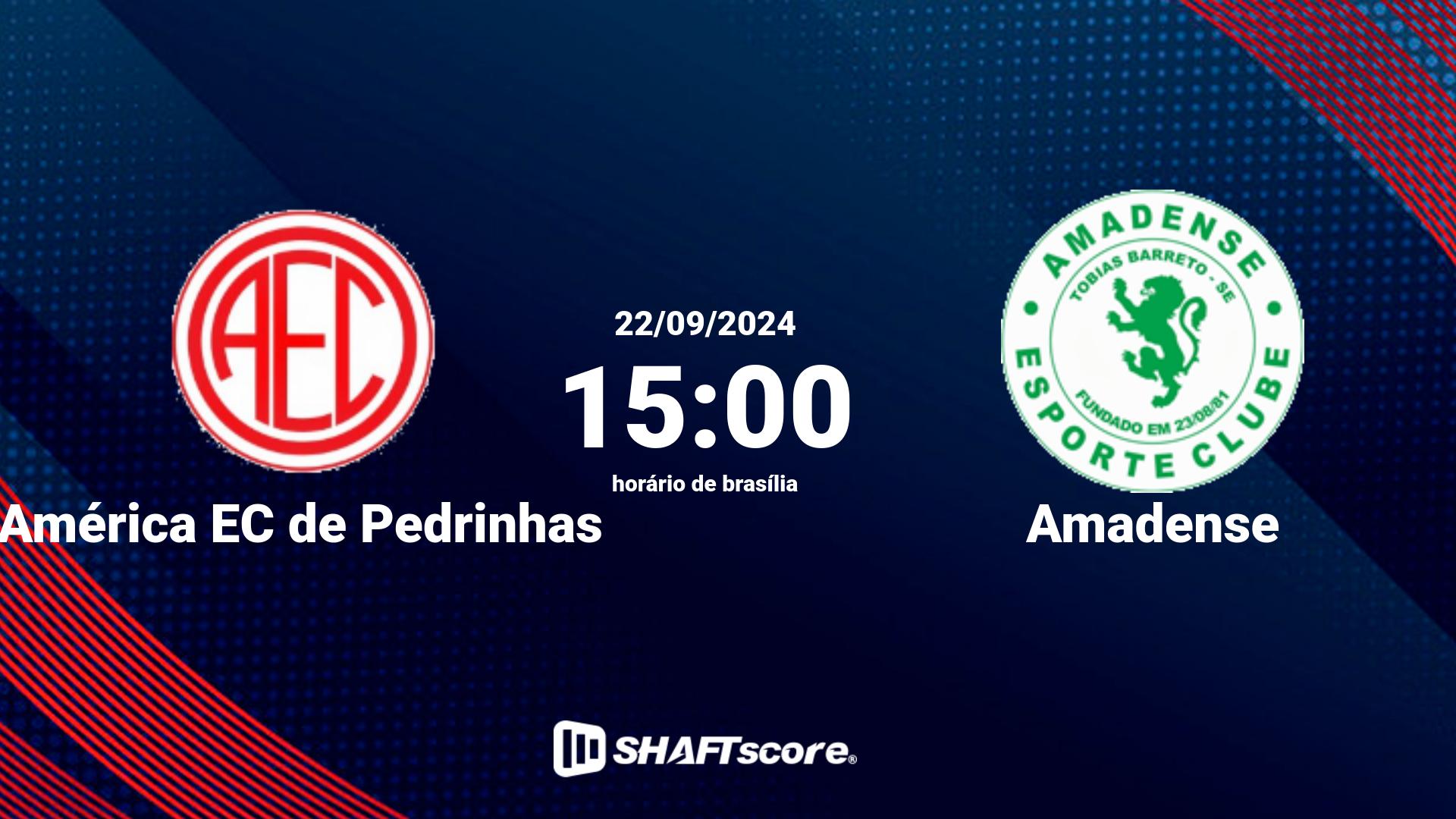 Estatísticas do jogo América EC de Pedrinhas vs Amadense 22.09 15:00