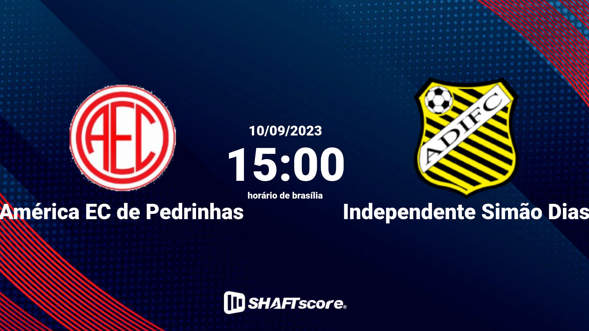 Estatísticas do jogo América EC de Pedrinhas vs Independente Simão Dias 10.09 15:00