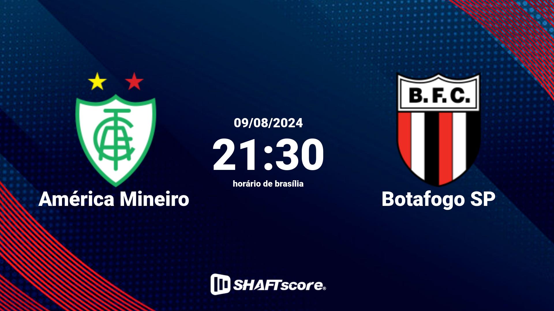 Estatísticas do jogo América Mineiro vs Botafogo SP 09.08 21:30