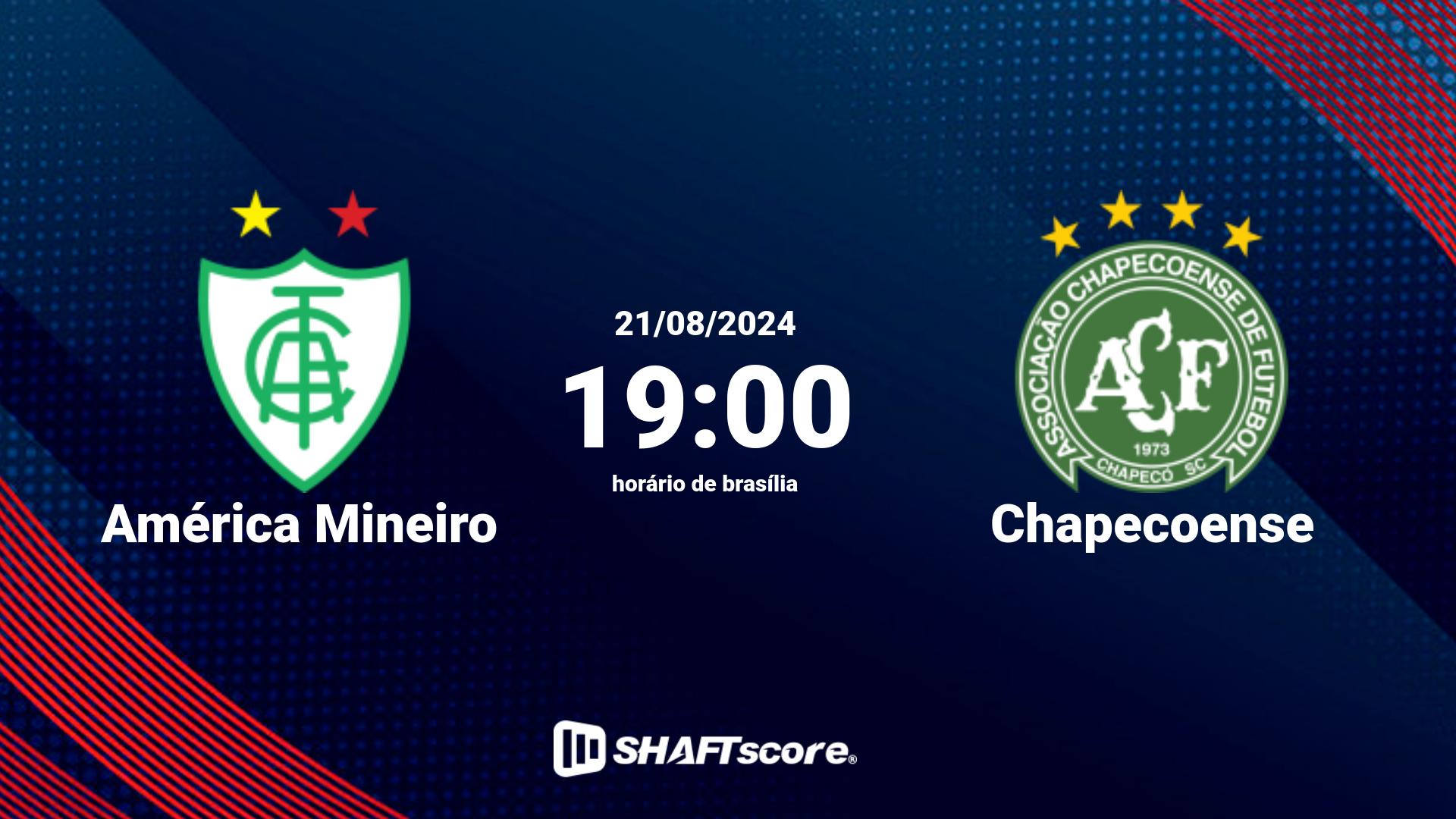 Estatísticas do jogo América Mineiro vs Chapecoense 21.08 19:00