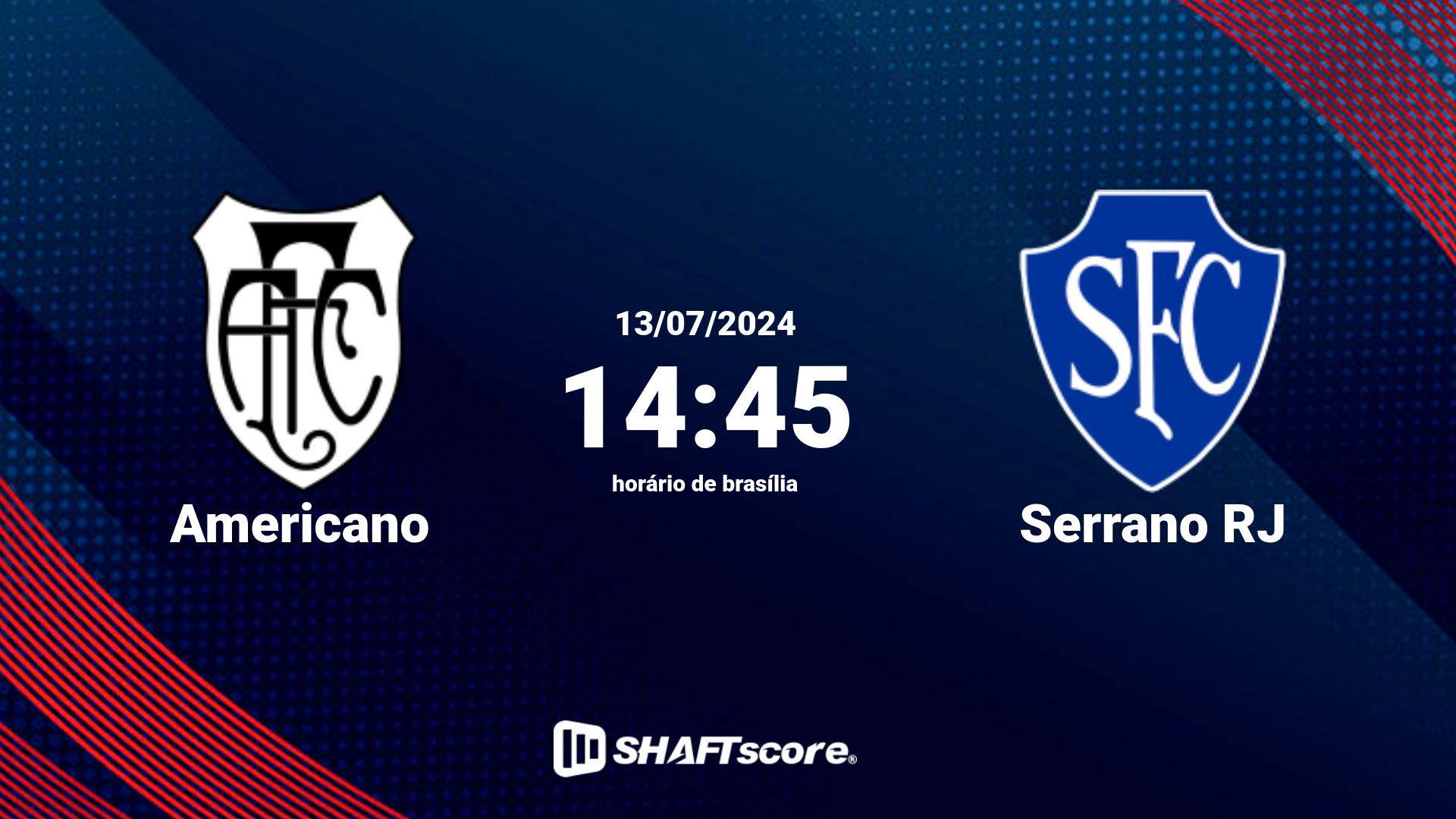 Estatísticas do jogo Americano vs Serrano RJ 13.07 14:45