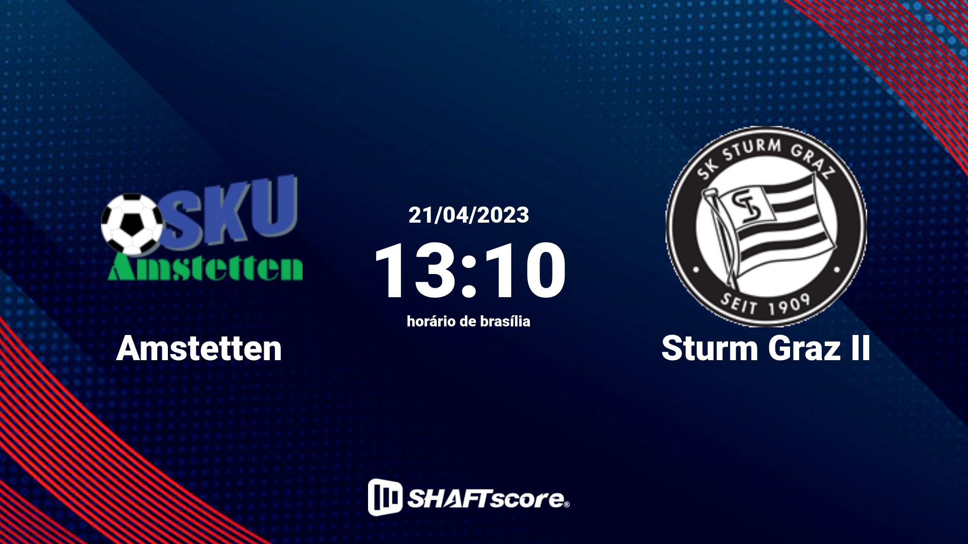 Estatísticas do jogo Amstetten vs Sturm Graz II 21.04 13:10