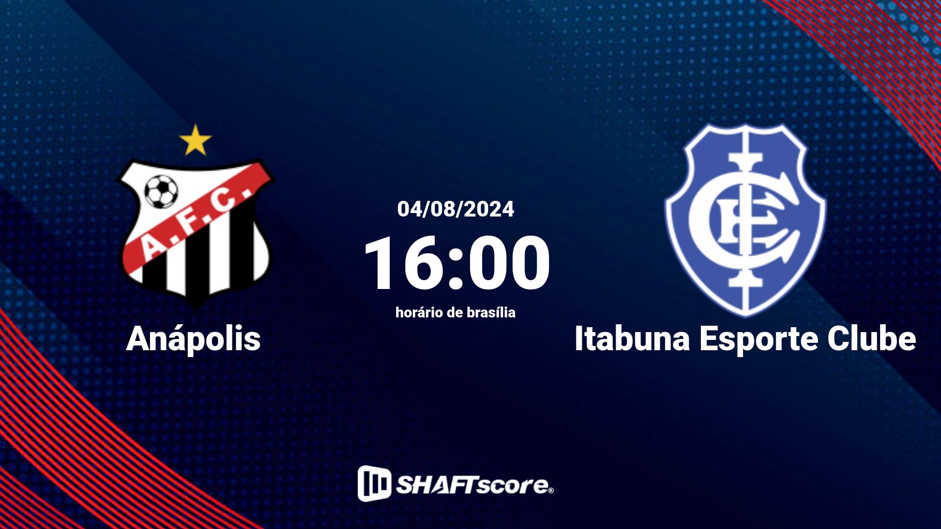 Estatísticas do jogo Anápolis vs Itabuna Esporte Clube 04.08 16:00