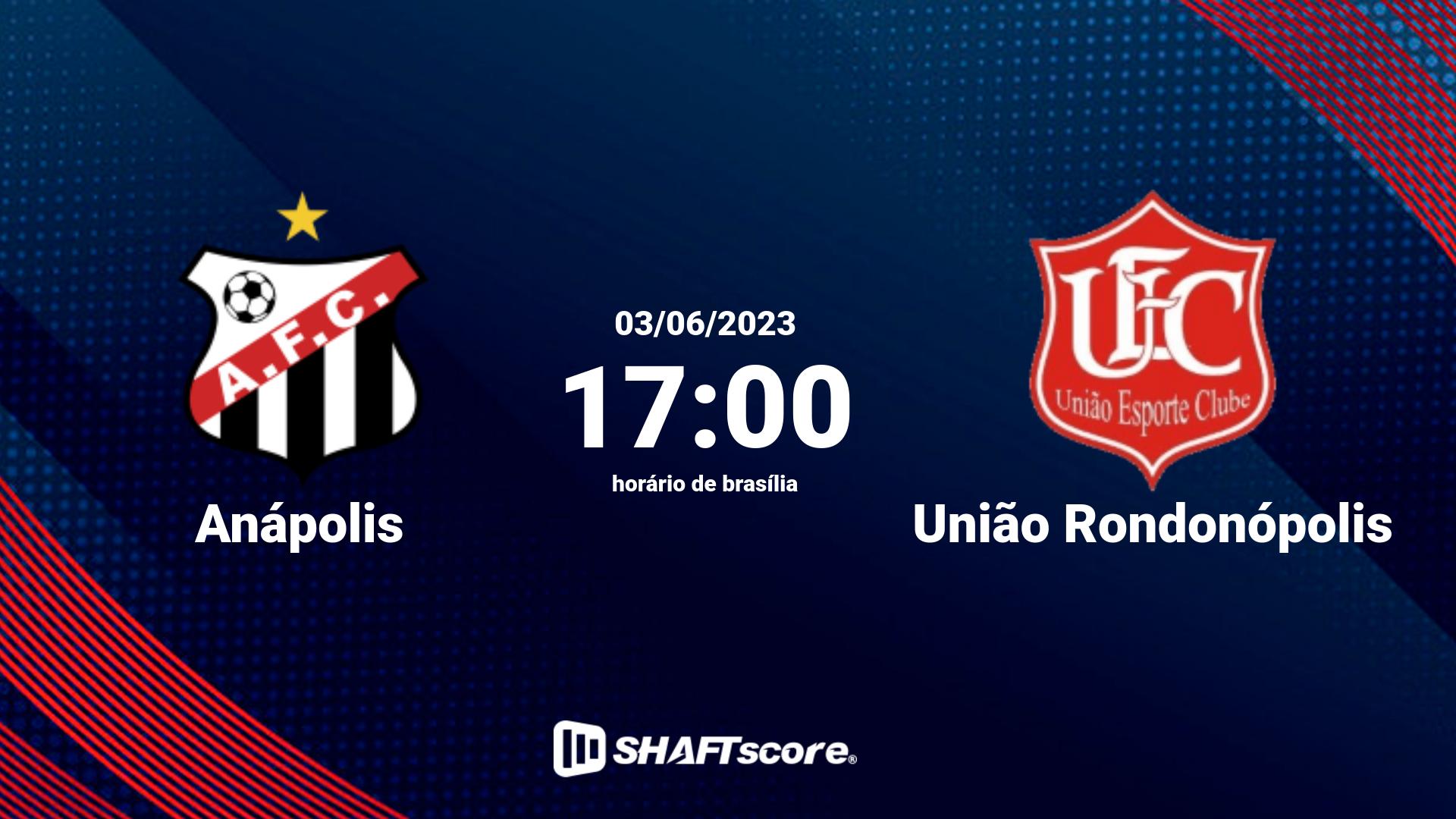 Estatísticas do jogo Anápolis vs União Rondonópolis 03.06 17:00