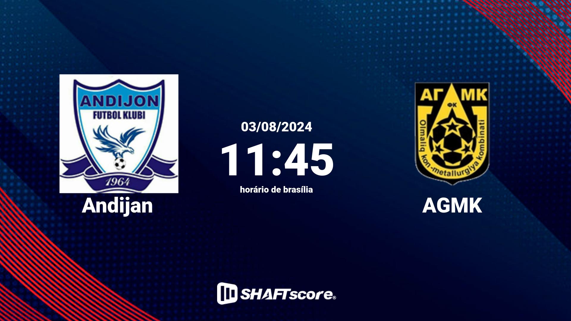 Estatísticas do jogo Andijan vs AGMK 03.08 11:45