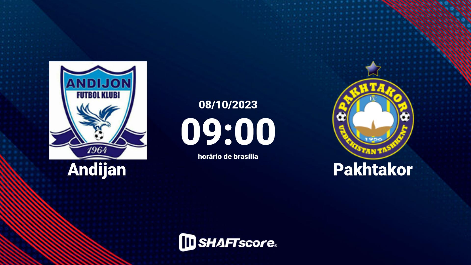 Estatísticas do jogo Andijan vs Pakhtakor 08.10 09:00