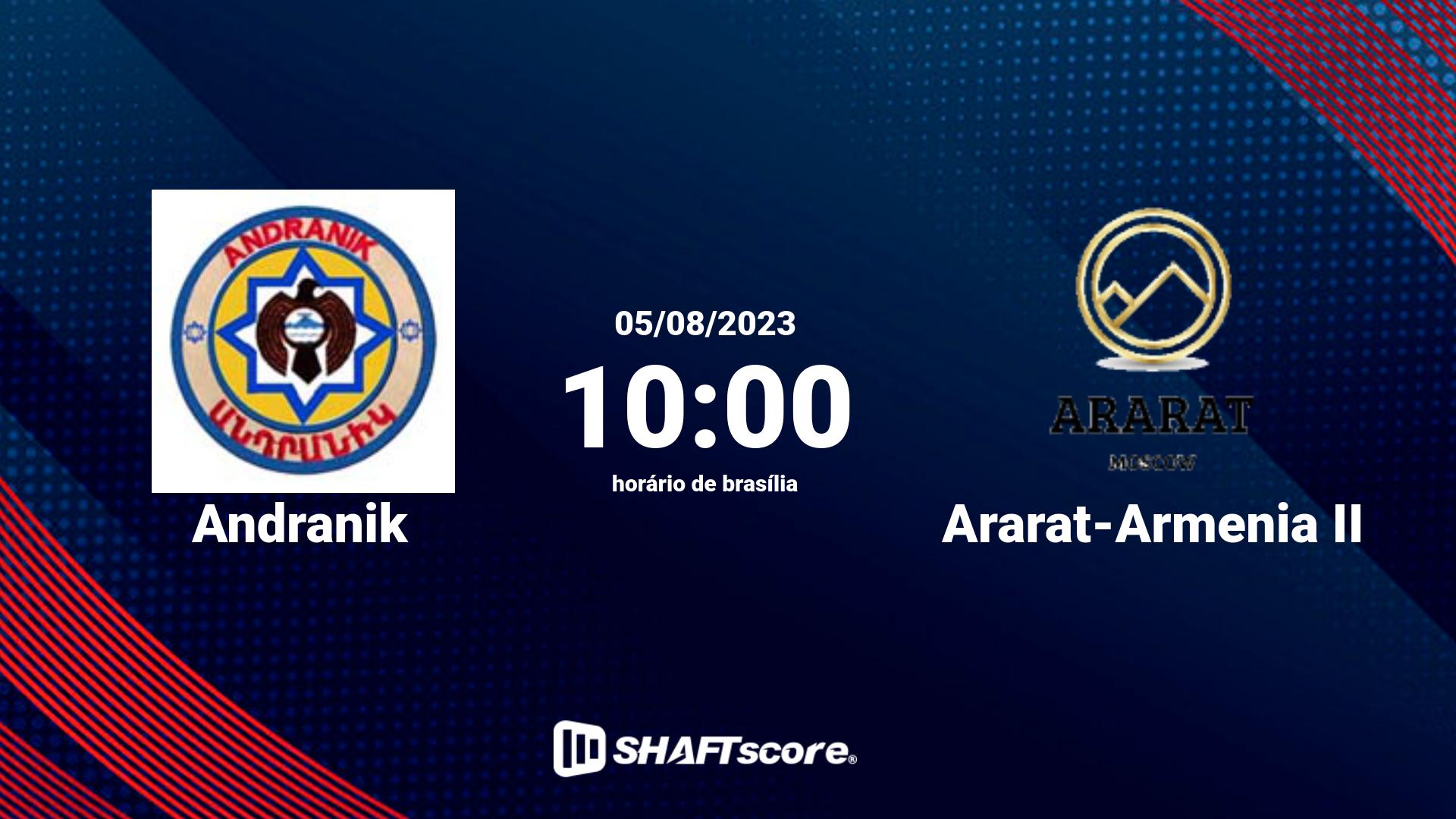 Estatísticas do jogo Andranik vs Ararat-Armenia II 05.08 10:00