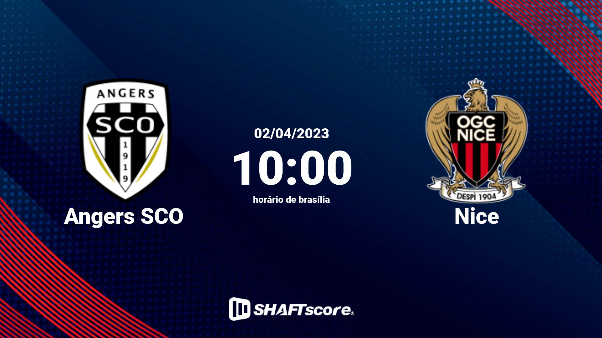 Estatísticas do jogo Angers SCO vs Nice 02.04 10:00