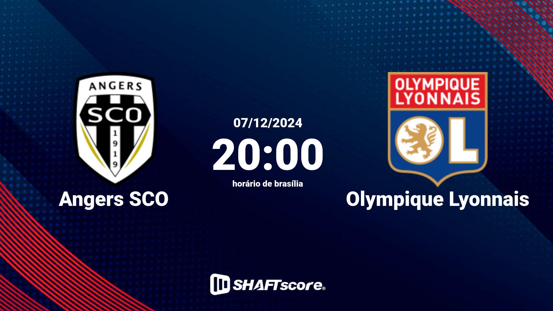 Estatísticas do jogo Angers SCO vs Olympique Lyonnais 07.12 20:00