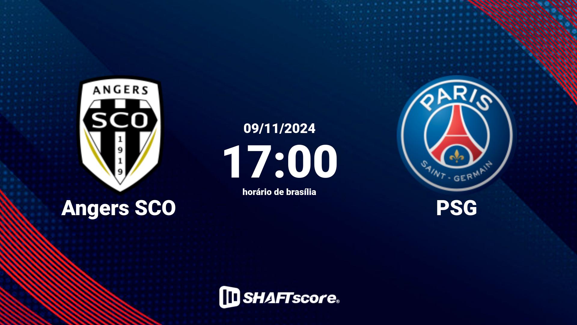 Estatísticas do jogo Angers SCO vs PSG 09.11 17:00