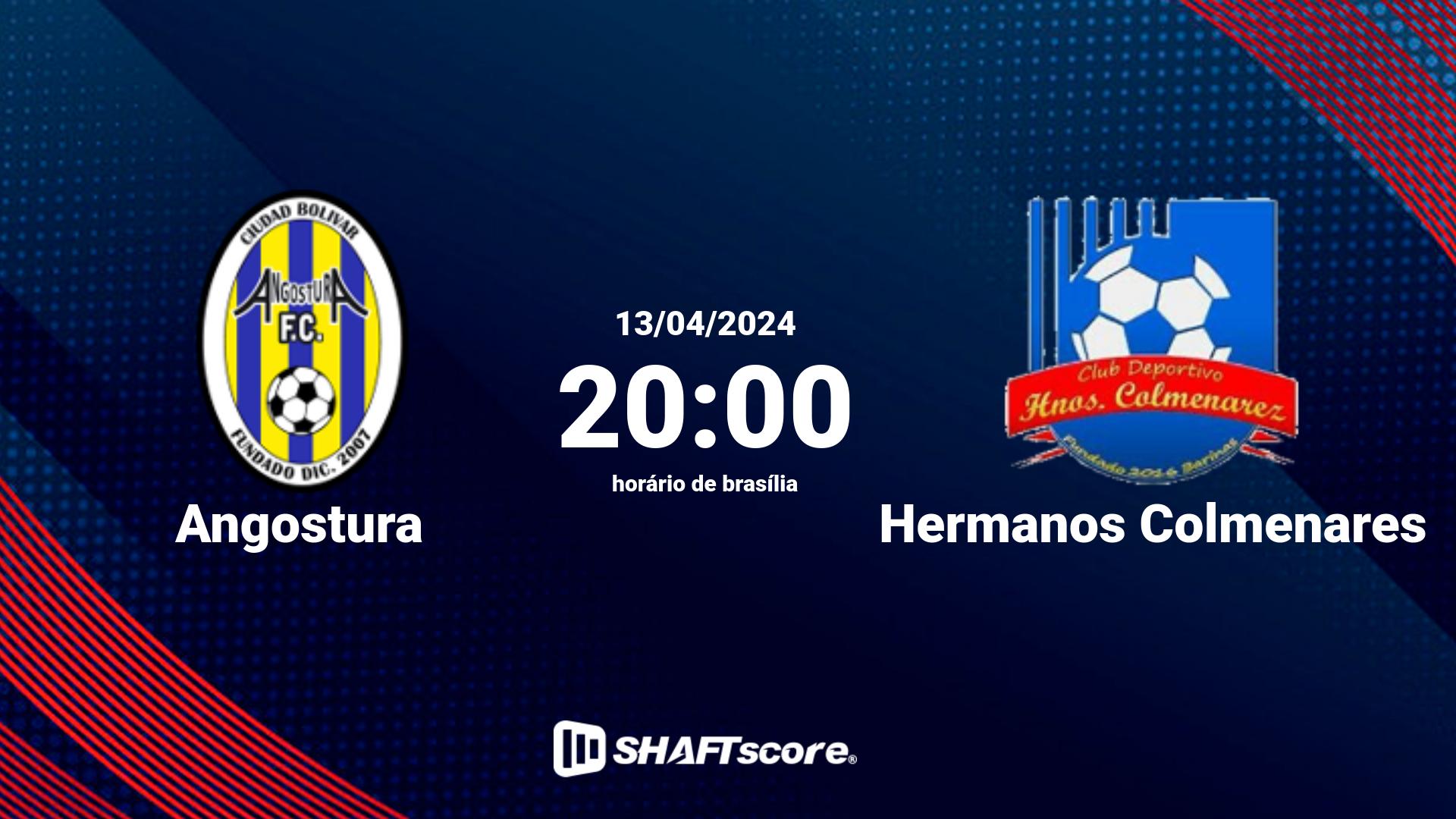 Estatísticas do jogo Angostura vs Hermanos Colmenares 13.04 20:00